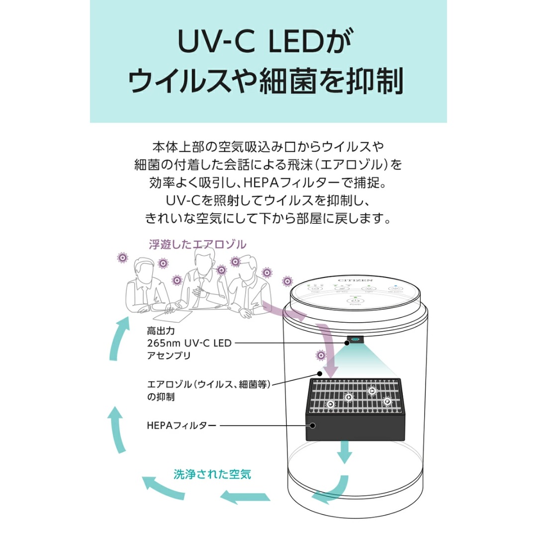 【シチズン】 UV除菌空気清浄機 airplant