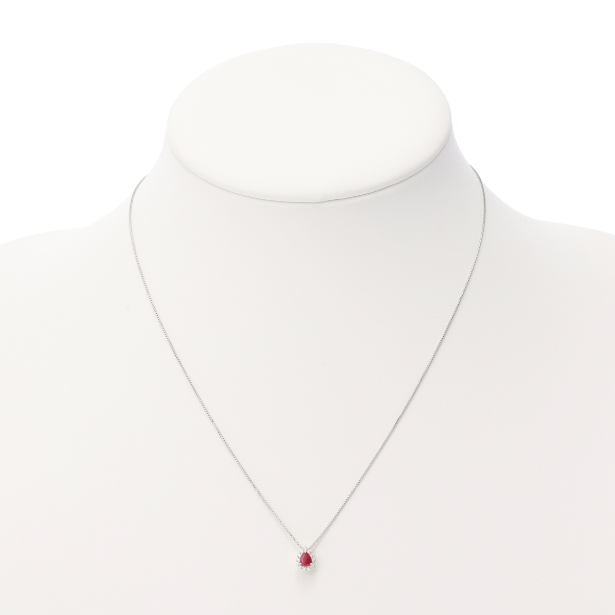 天然非加熱ルビーペンダントネックレス(ペアシェイプカット)