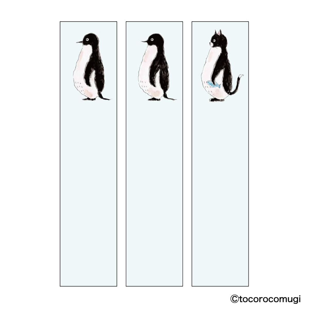 ヒサゴ　しっかり貼れるピタふせん　Ｓ（ブックマークタイプ）／トコロコムギ　そっくりペンギンにゃんこ　（３種各２０枚）