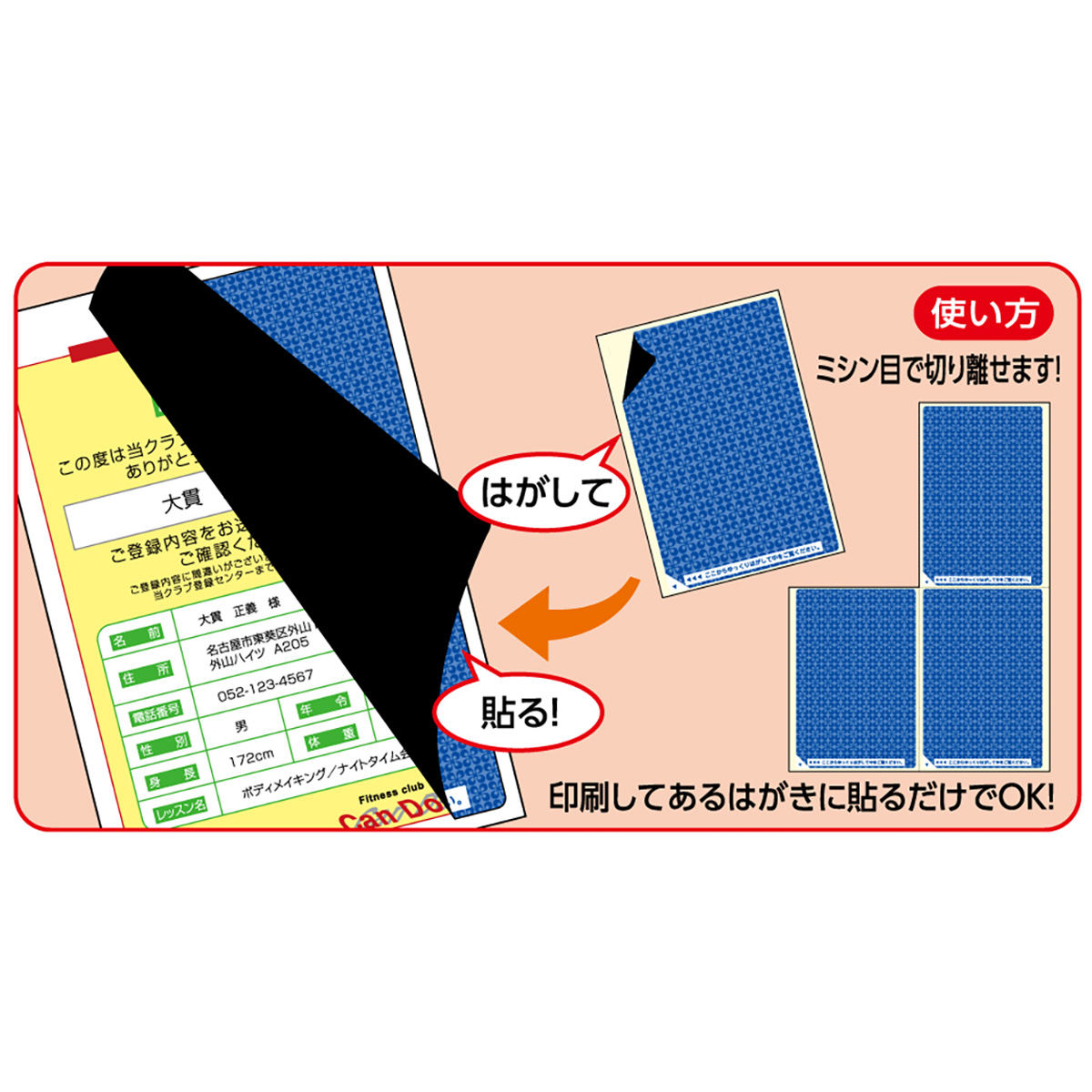 ヒサゴ　目隠しラベル　はがき用４面／地紋　５シート入