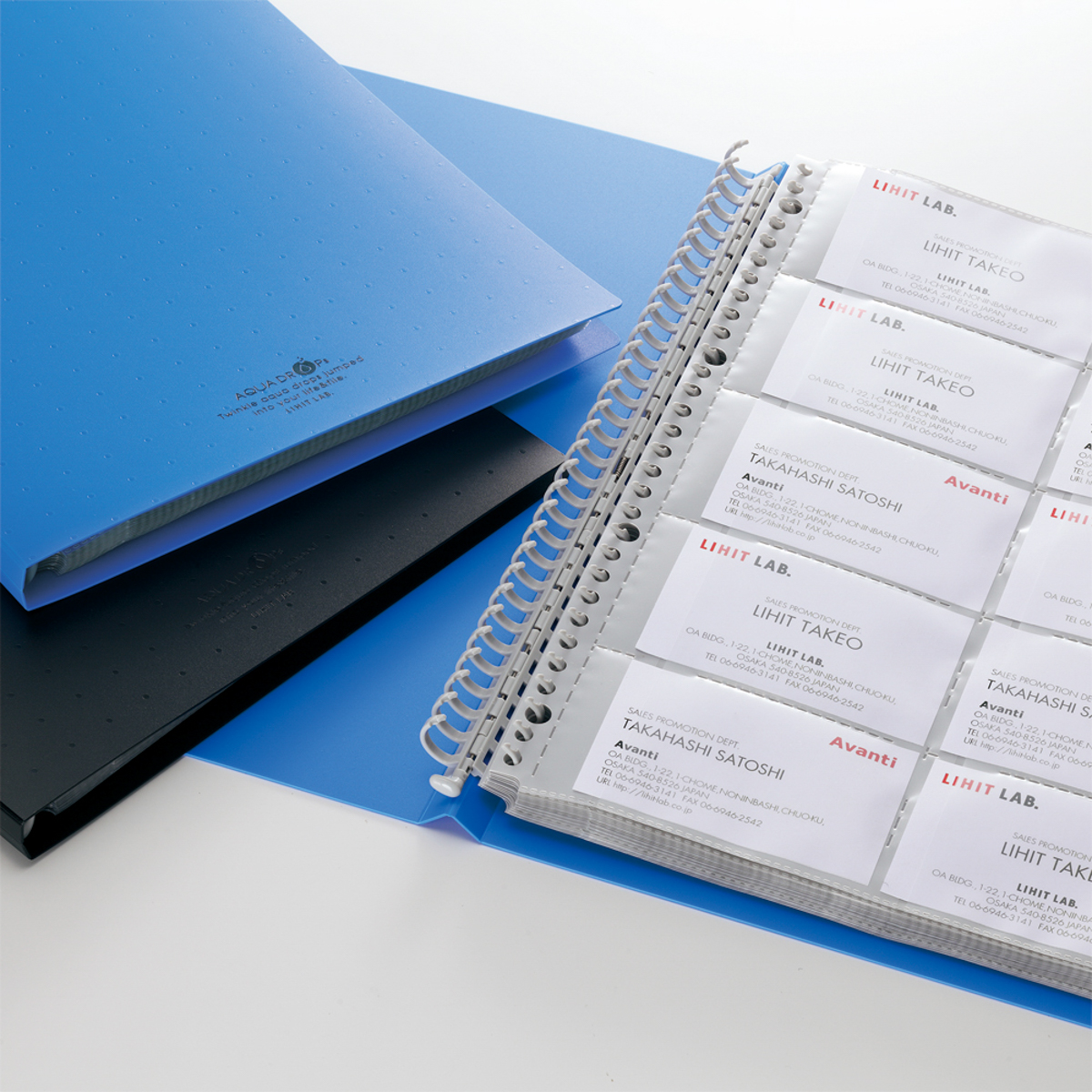 ＡＱＵＡ　ＤＲＯＰｓ　名刺帳＜ポケット交換タイプ＞　青