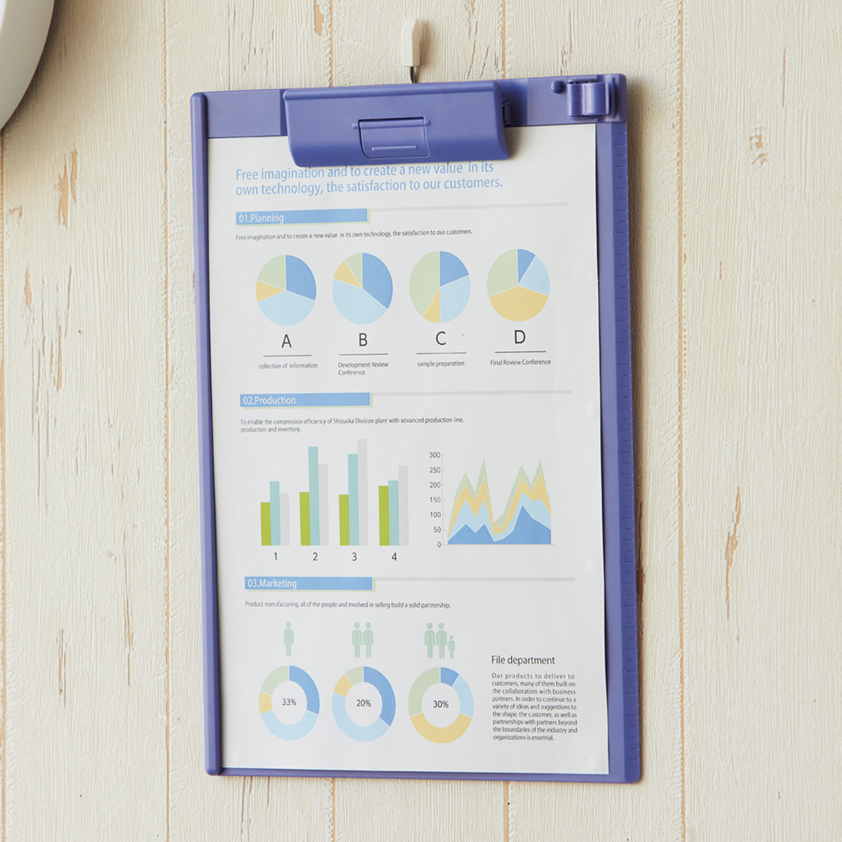 クリップボード＜マグネット付＞　ブルーバイオレット