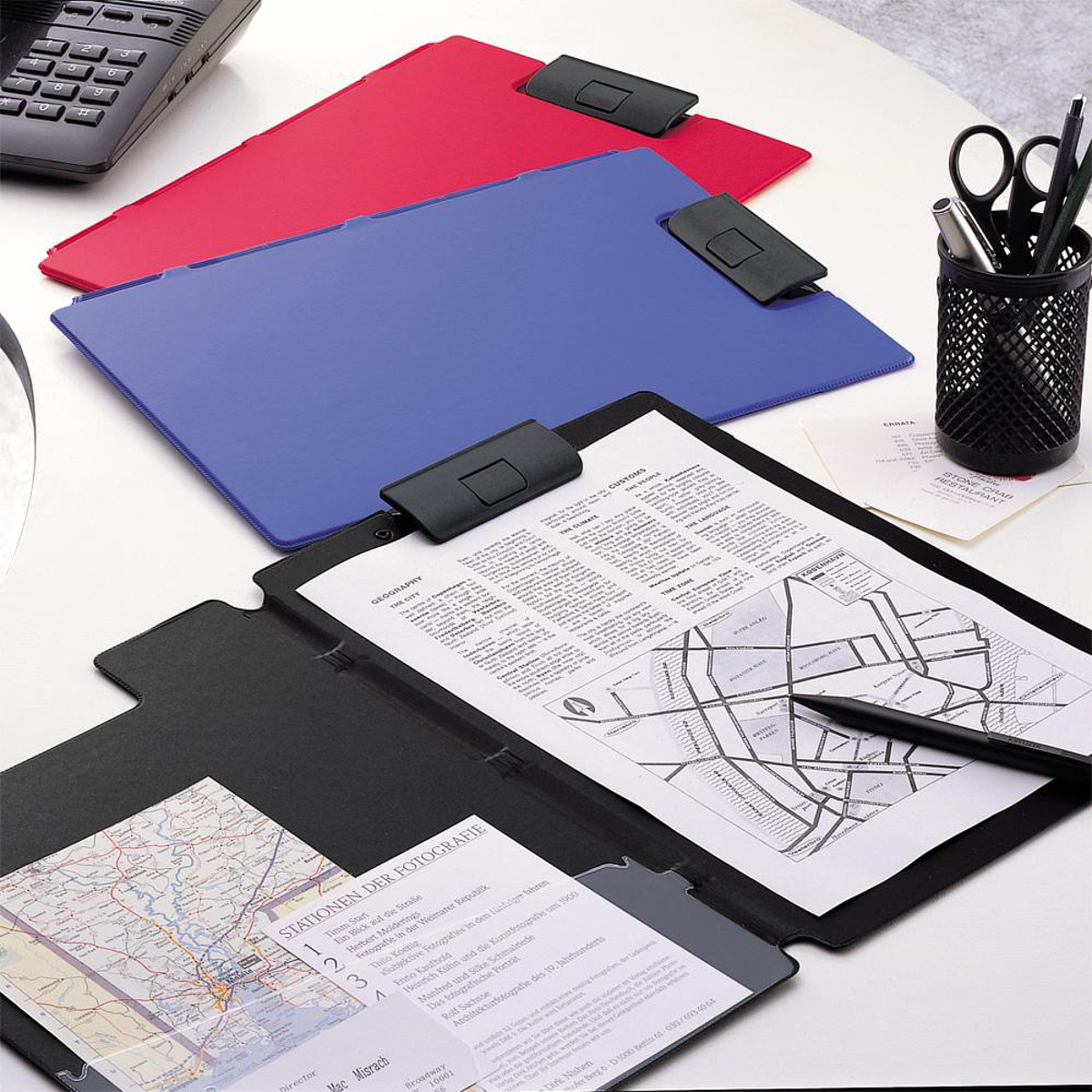 クリップファイル　青