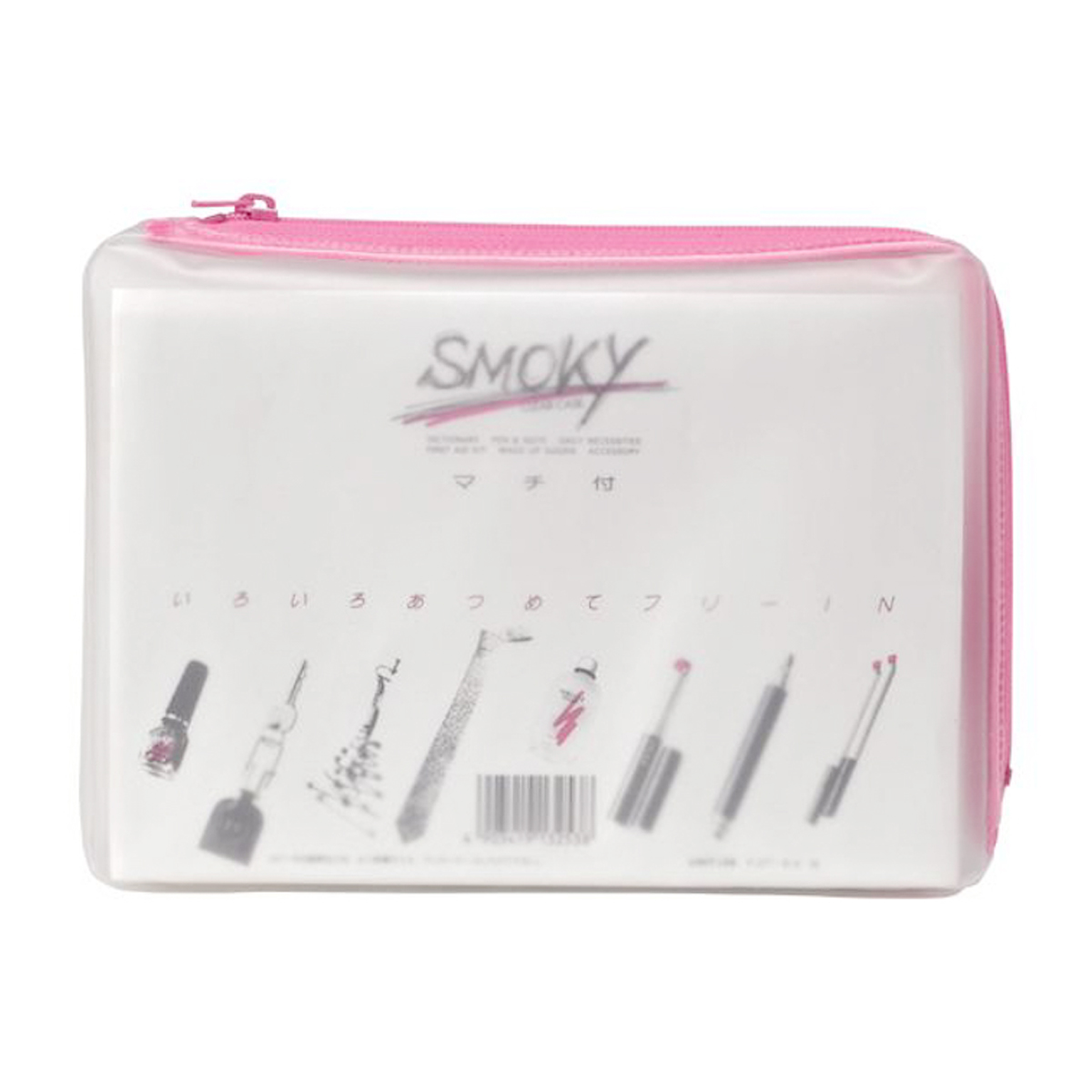 クリヤーケース・スモーキィ（マチ付）　桃