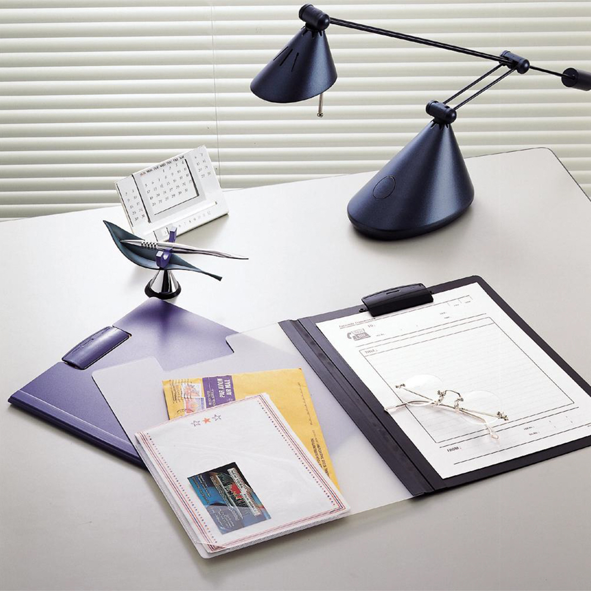 クリップファイル（片面透明タイプ）　藍