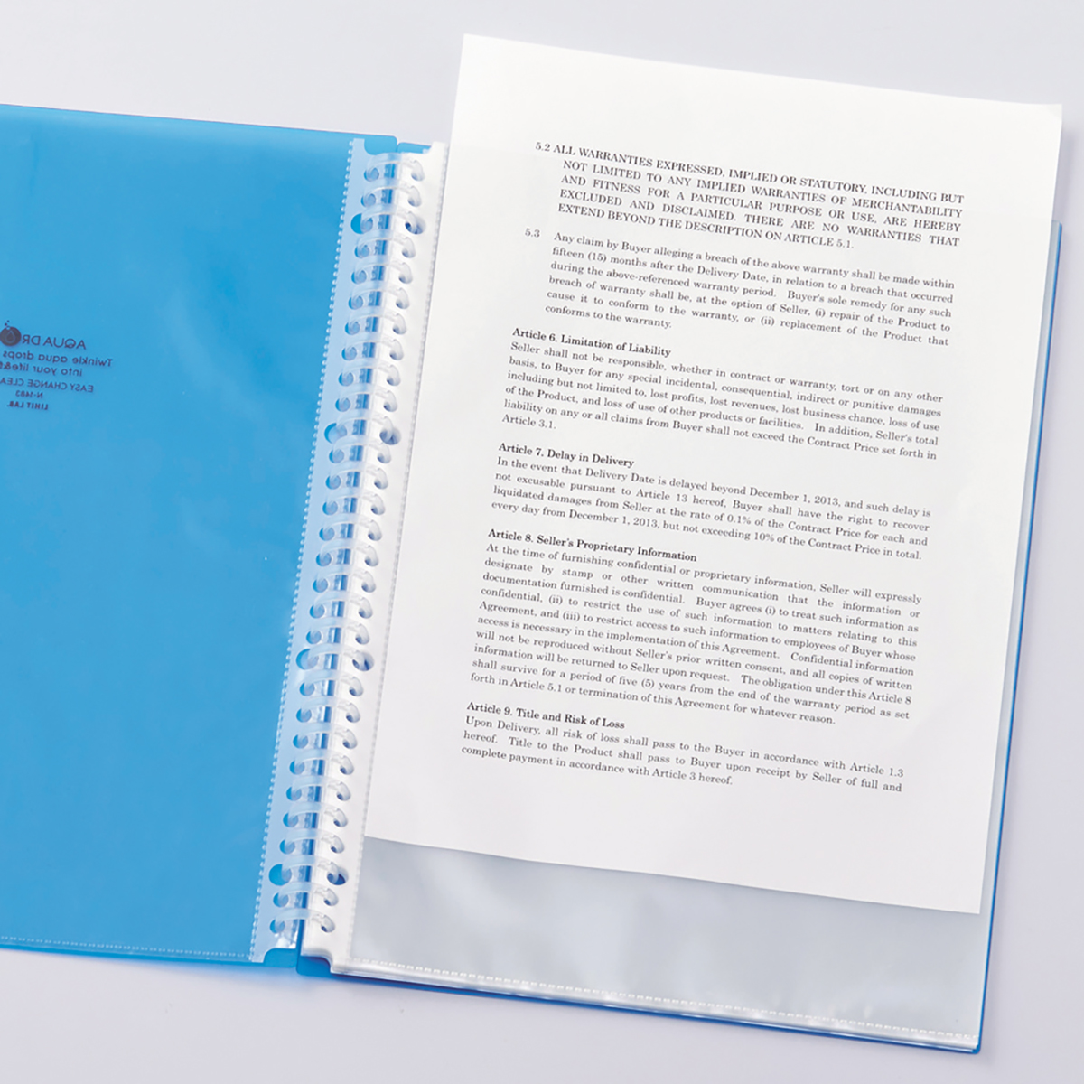 ＡＱＵＡ　ＤＲＯＰｓ　イージーチェンジ・クリヤーブック　乳白