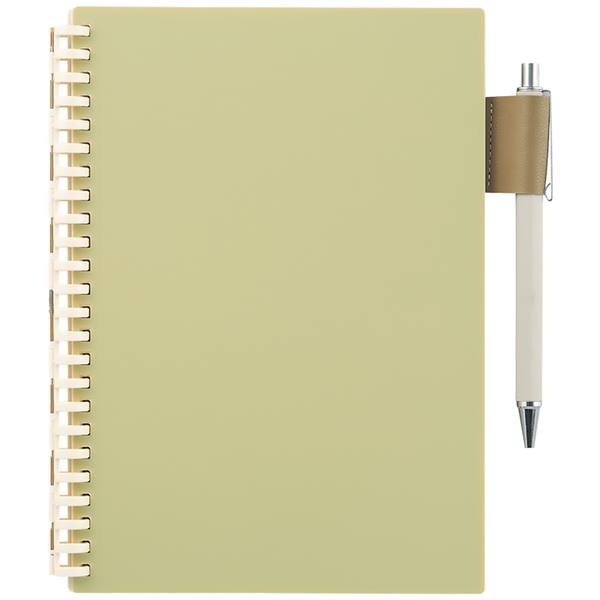 カスタマイズ　オープンリングノート　ペンホルダー付き下じき　乳白