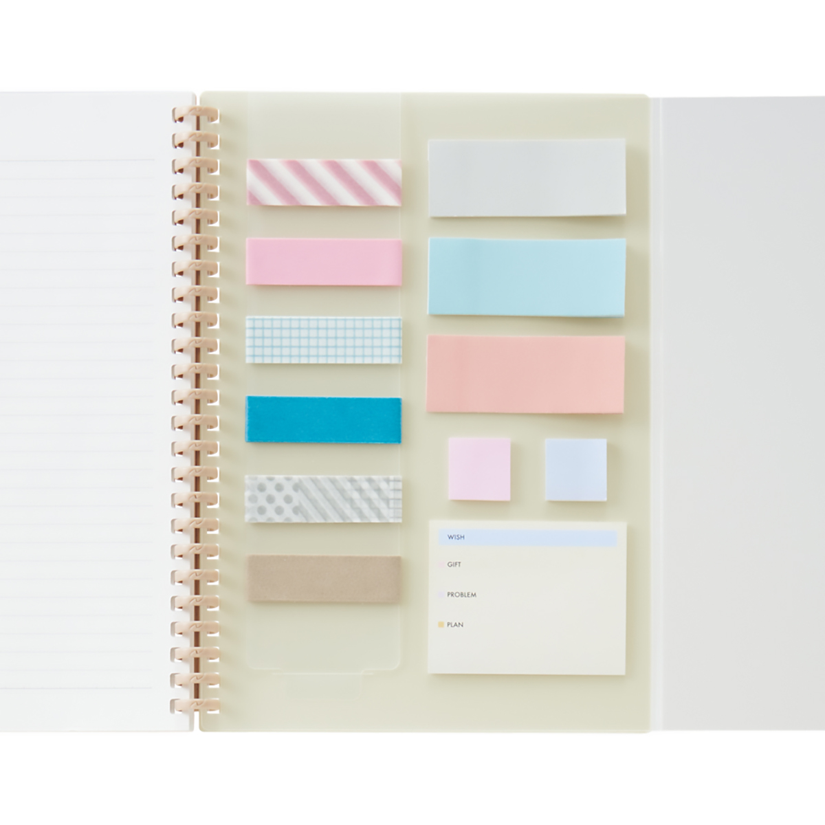 カスタマイズ　オープンリングノート　マステ・ふせんシート　クリヤー