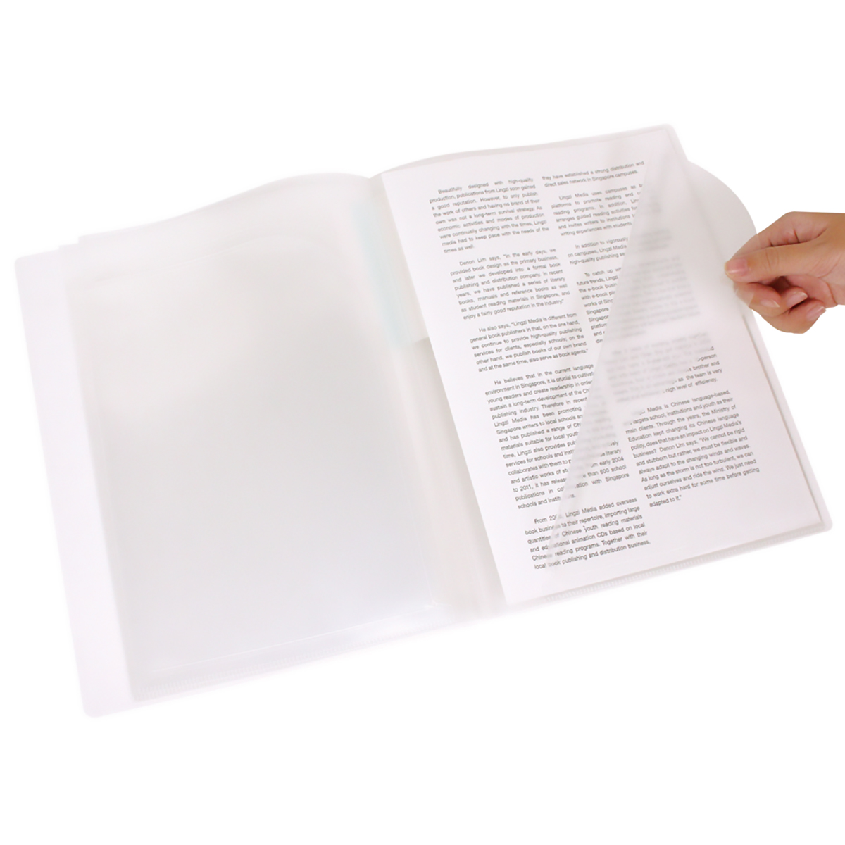 クリヤーブック（オープンポケット）　乳白