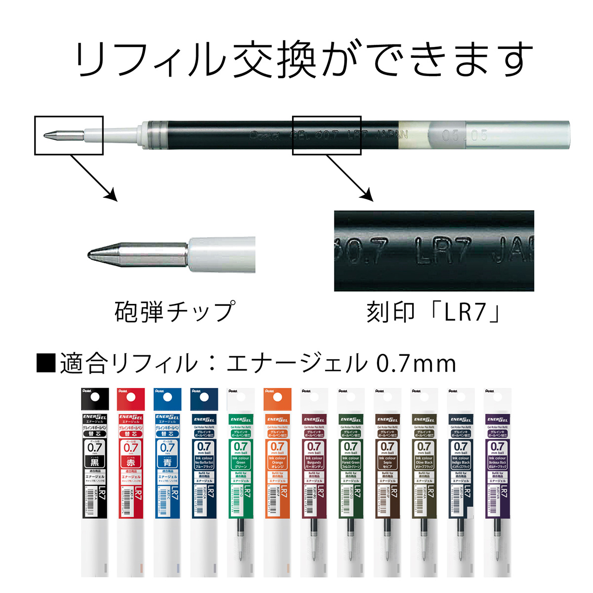 ぺんてる ゲルインキボールペン エナージェル 0.7mm インディゴブラック BL77A2-SA