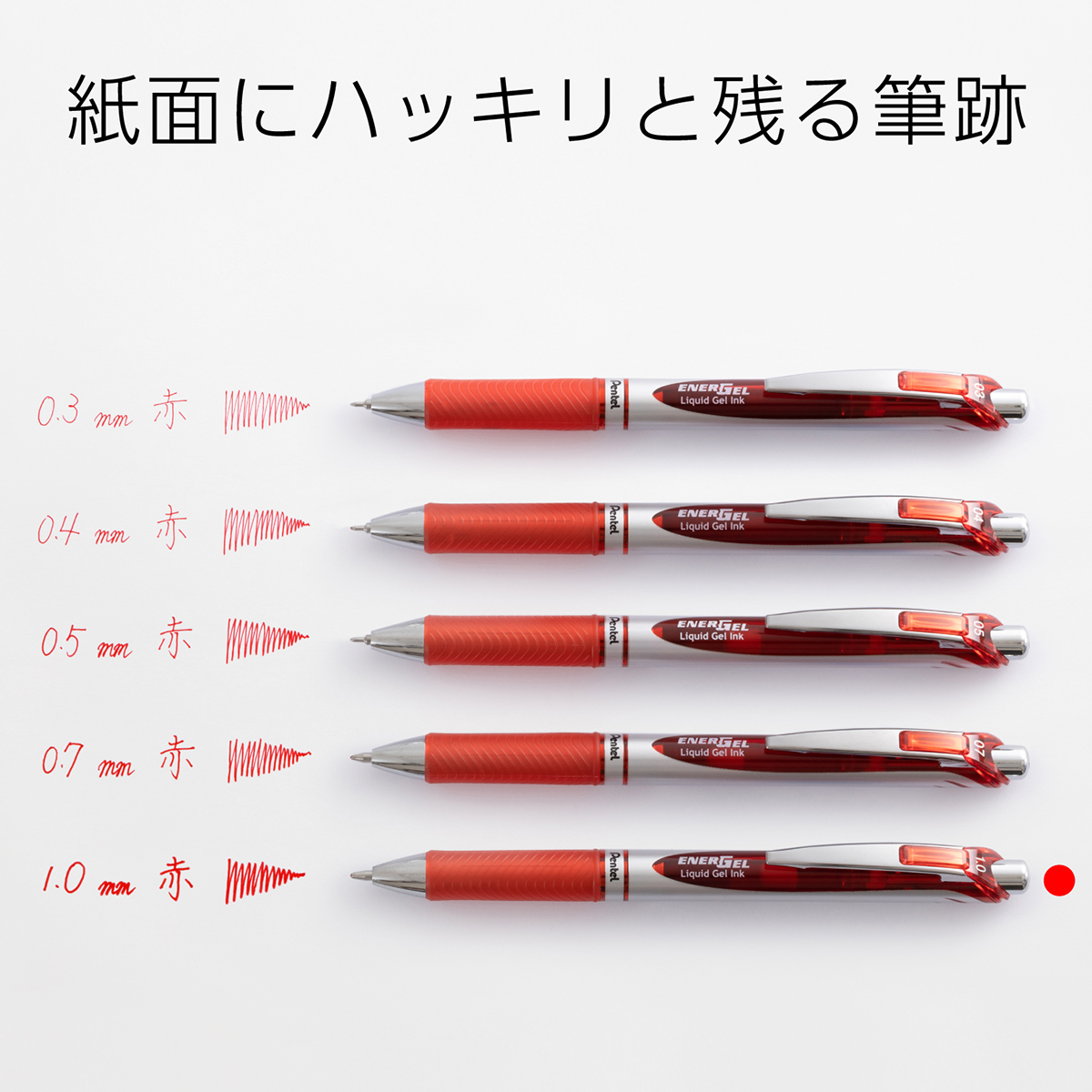 ぺんてる ゲルインキボールペン エナージェル 1.0mm 赤 BL80-B