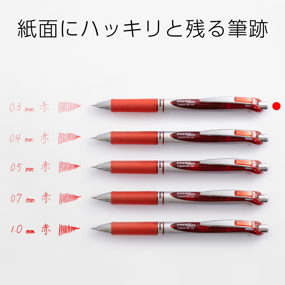 ぺんてる ゲルインキボールペン エナージェル 0.3mm 赤 BLN73-B
