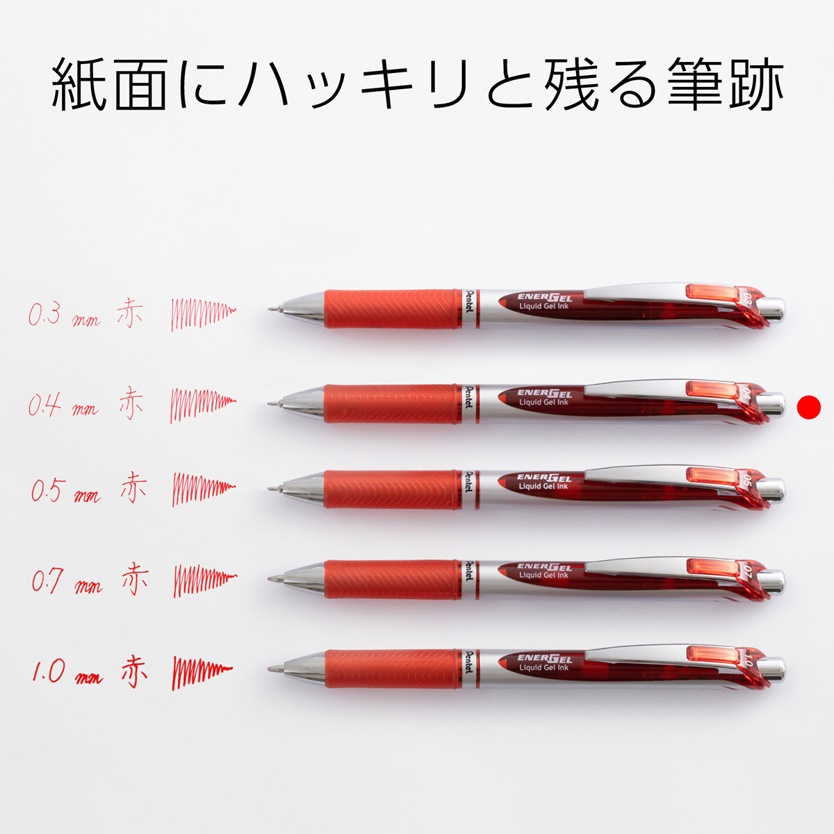 ぺんてる ゲルインキボールペン エナージェル 0.4mm 赤 BLN74-B