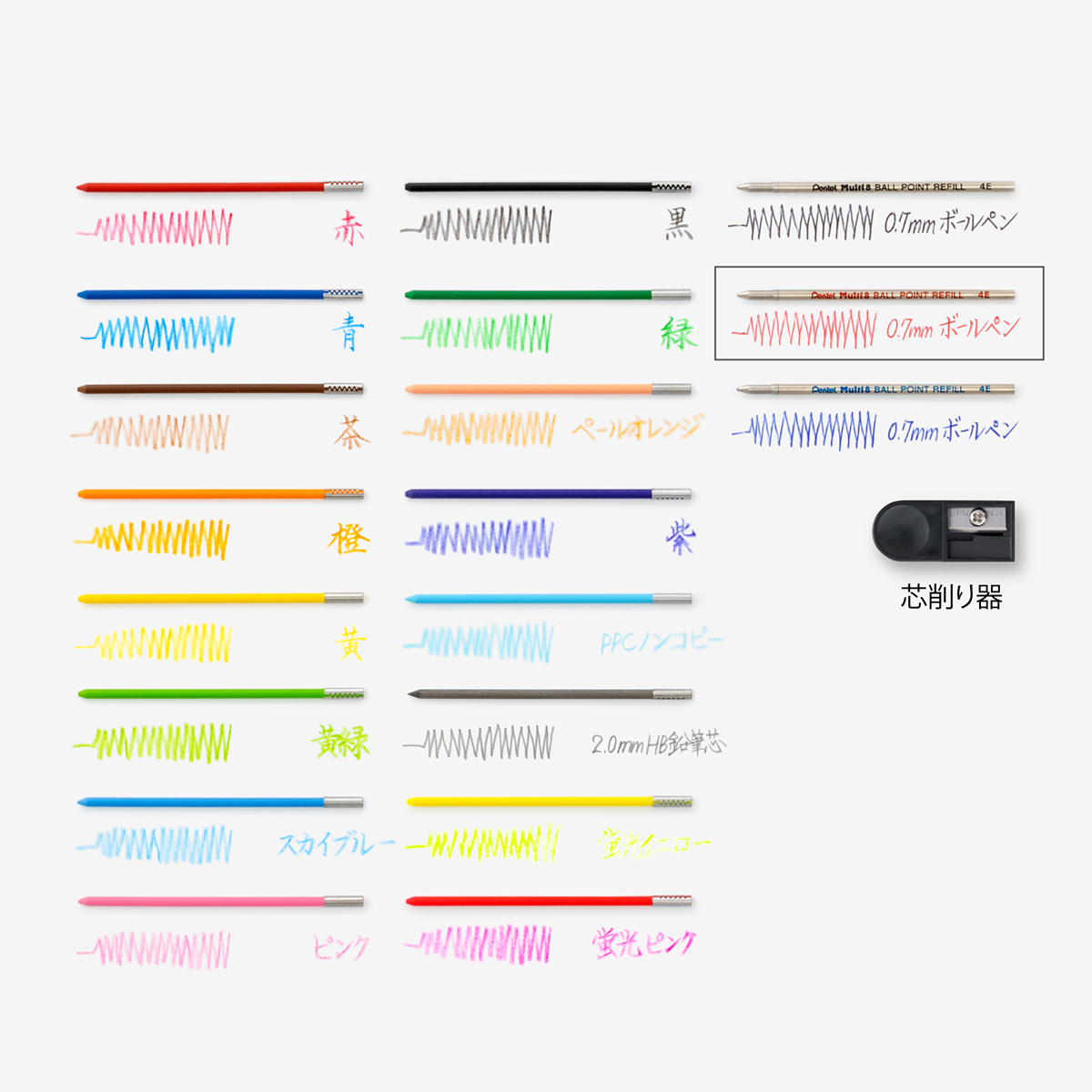 ぺんてる シャープペンシル マルチ8用 ボールペン替芯 赤 CMB-B