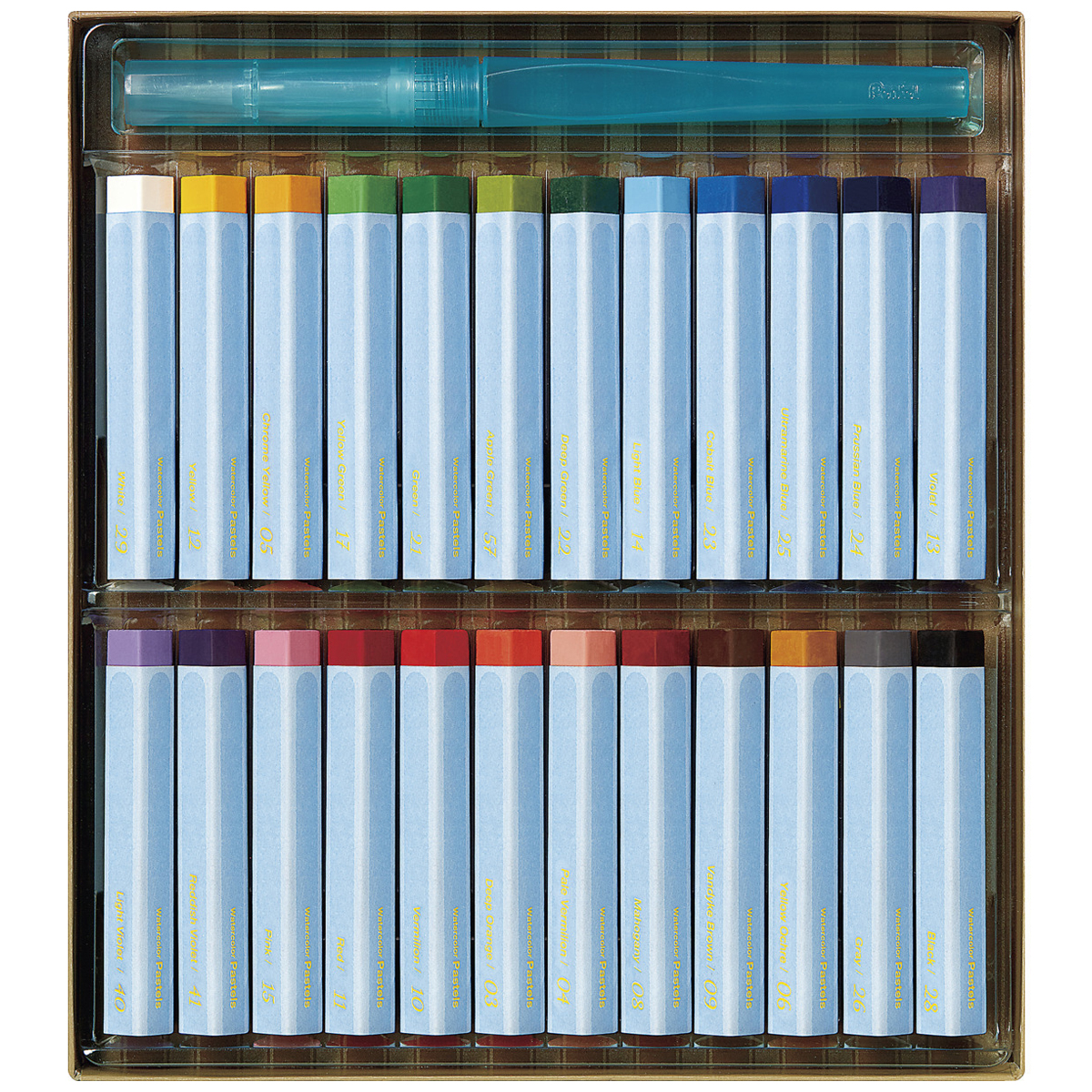 ぺんてる 水彩パス ヴィスタージュ 大人の水彩パステル セット 24色 みず筆付き GHW1-24