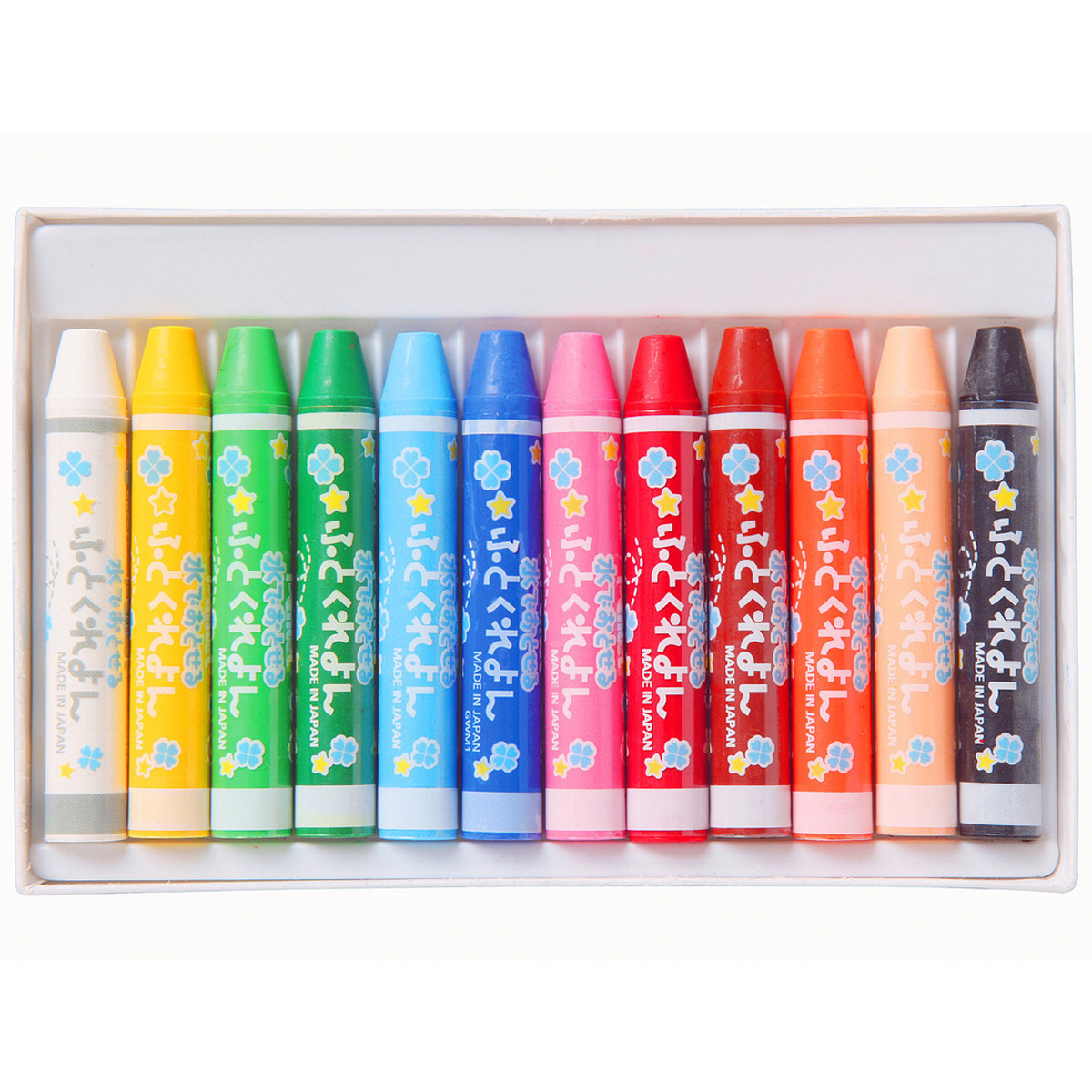 ぺんてる クレヨン 水でおとせるふとくれよん セット 12色 GWM1-12