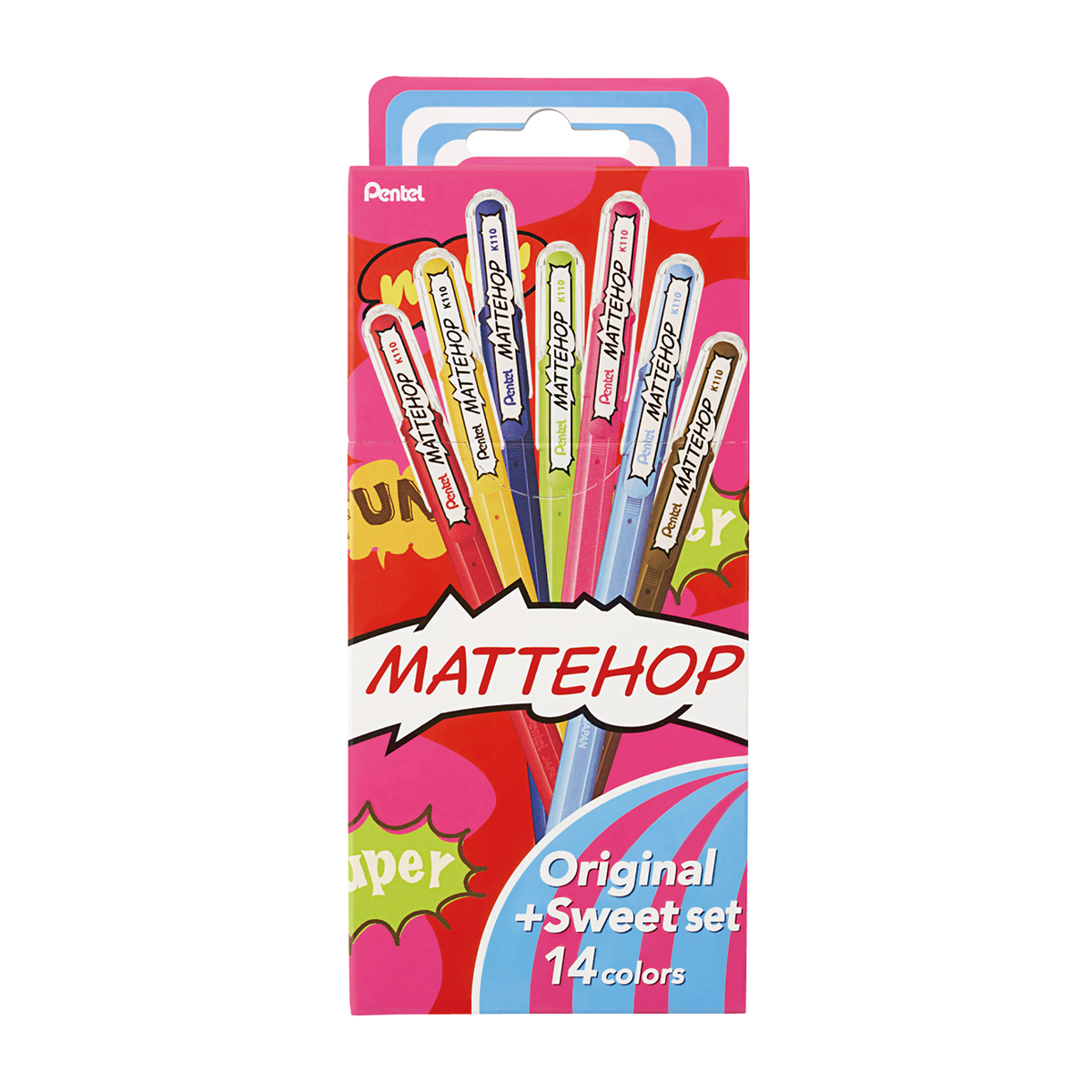 ぺんてる ゲルインキボールペン MATTEHOP マットホップ 1.0mm セット 14色 K110-V14ST