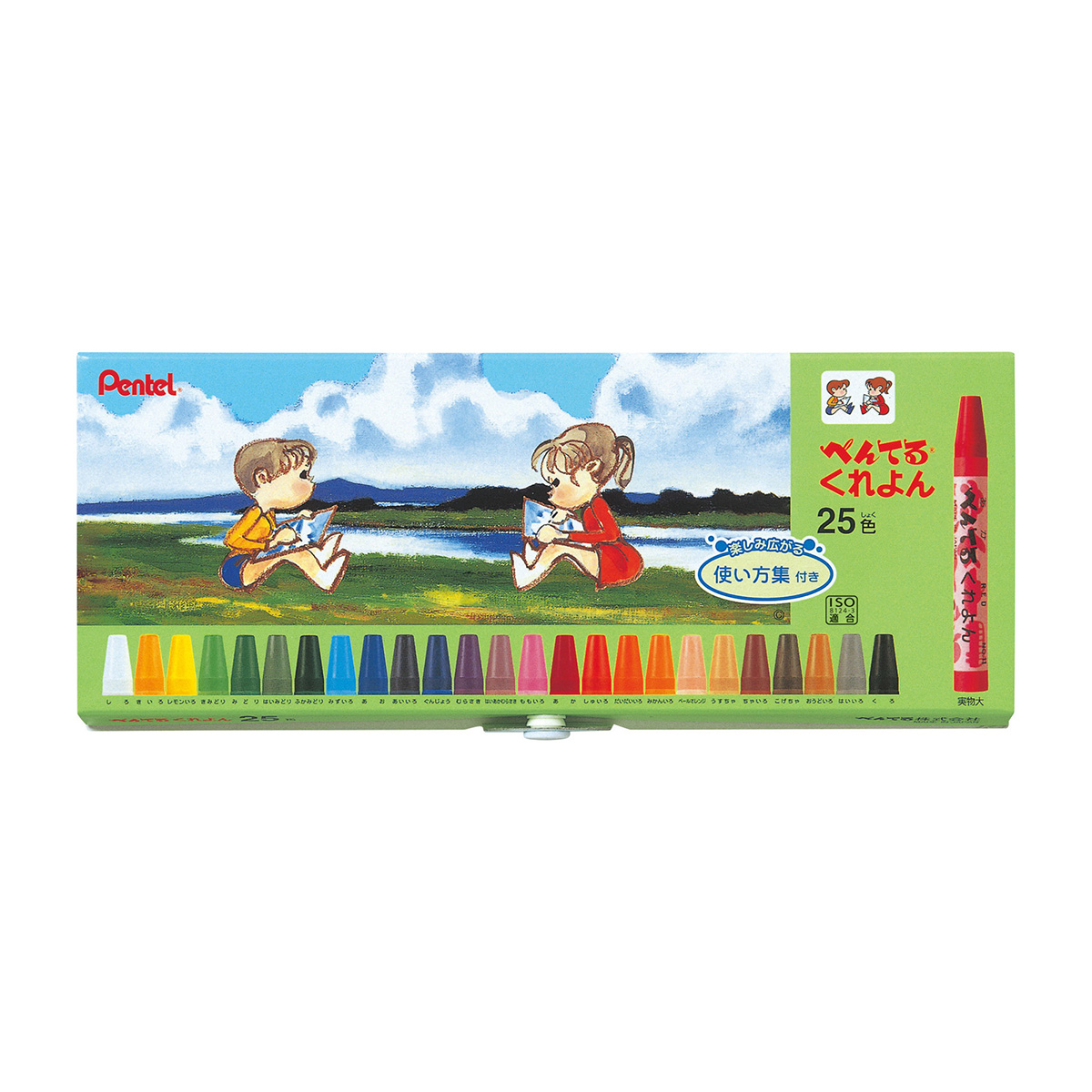 ぺんてる クレヨン ぺんてるくれよん セット 25色 使い方集付 PTCR-25