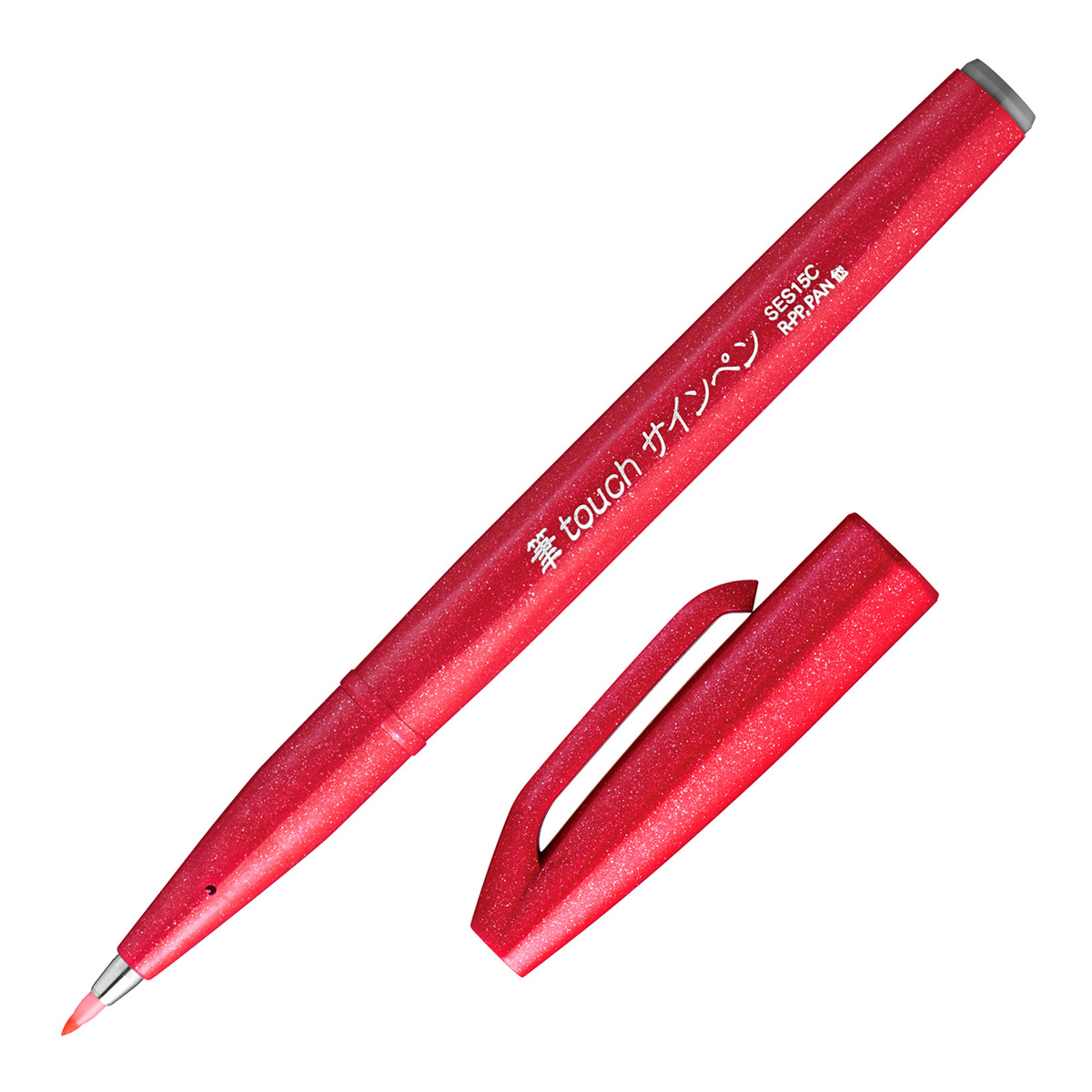 ぺんてる カラー筆ペン 筆タッチサインペン レッド SES15C-B