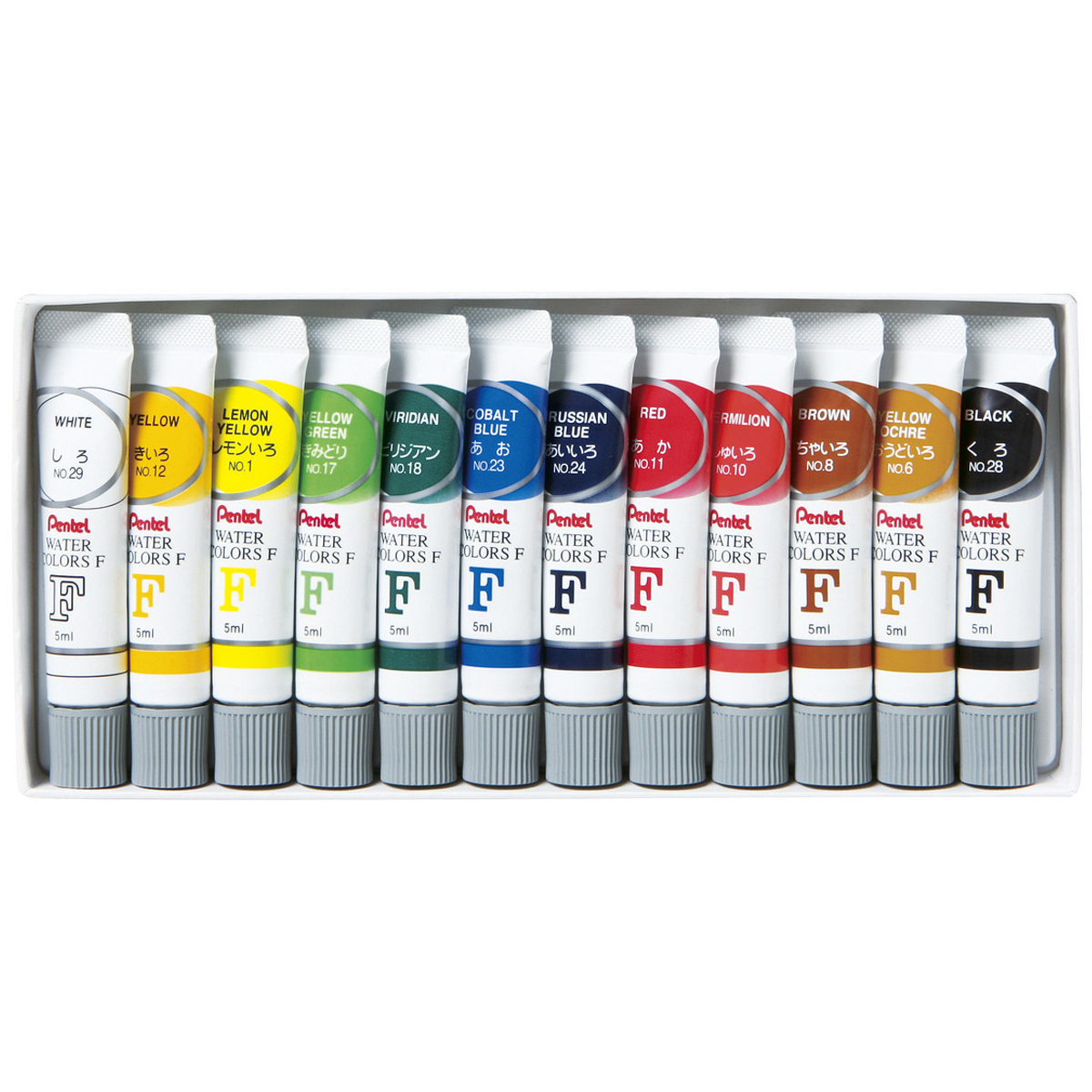 ぺんてる 水彩絵の具 エフ水彩 ラミチューブ入り セット 12色 WFR-12