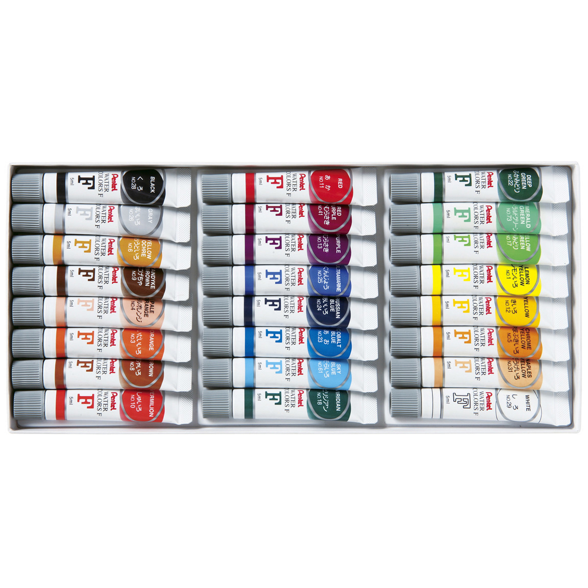 ぺんてる 水彩絵の具 エフ水彩 ラミチューブ入り セット 24色 WFR-24