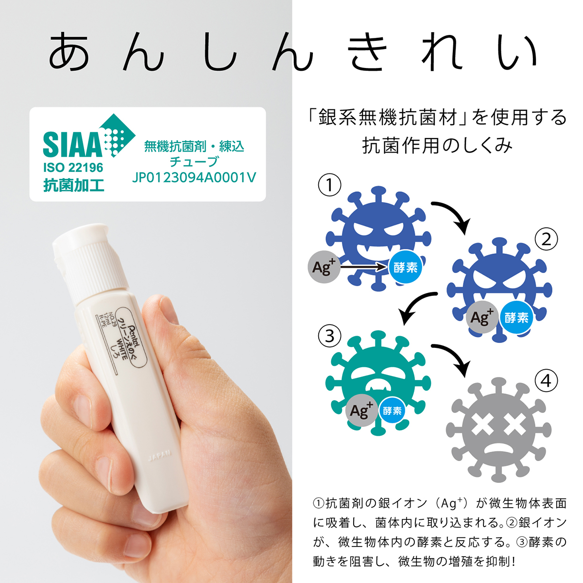 ぺんてる 水彩絵の具 クリーンえのぐ ワンタッチキャップ・ポリチューブ入り 単色 しろ WKCT29