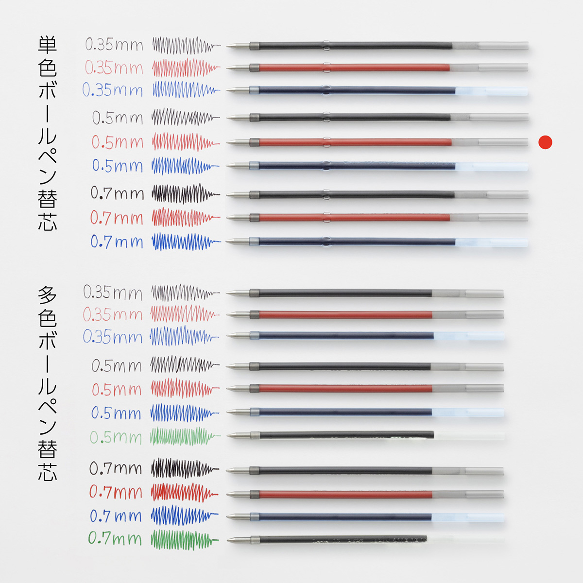 ぺんてる ボールペン替芯 カルム/フィール/ビクーニャ 用 0.5mm 赤 XBXM5H-B