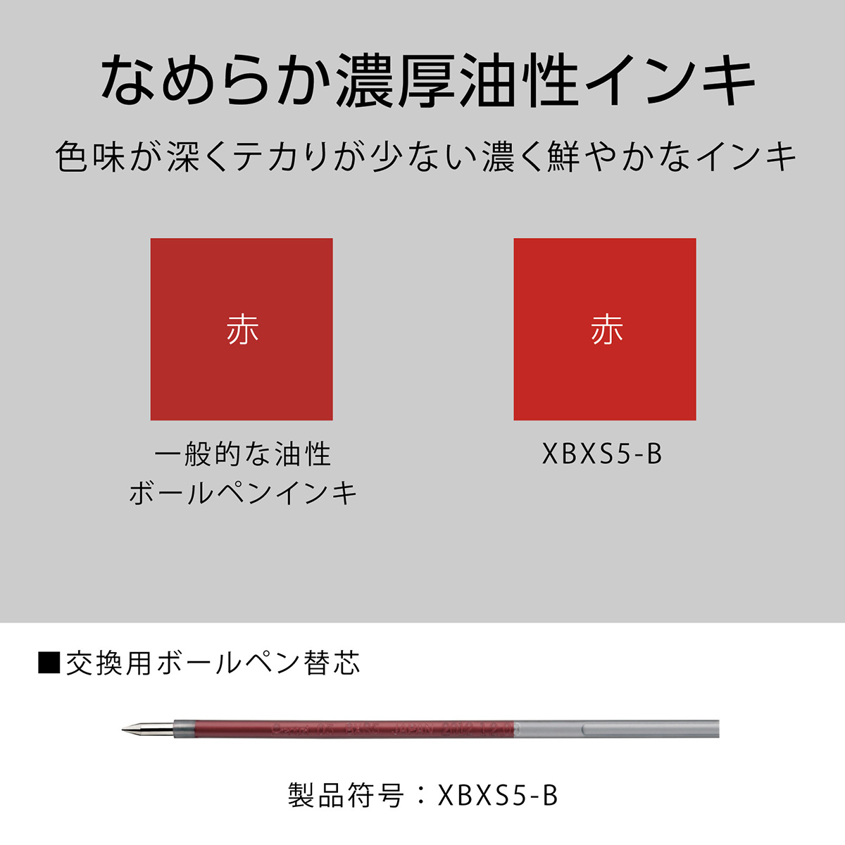 ぺんてる ボールペン替芯 カルム/フィール/ビクーニャ 多色多機能用 0.5mm 赤 XBXS5-B