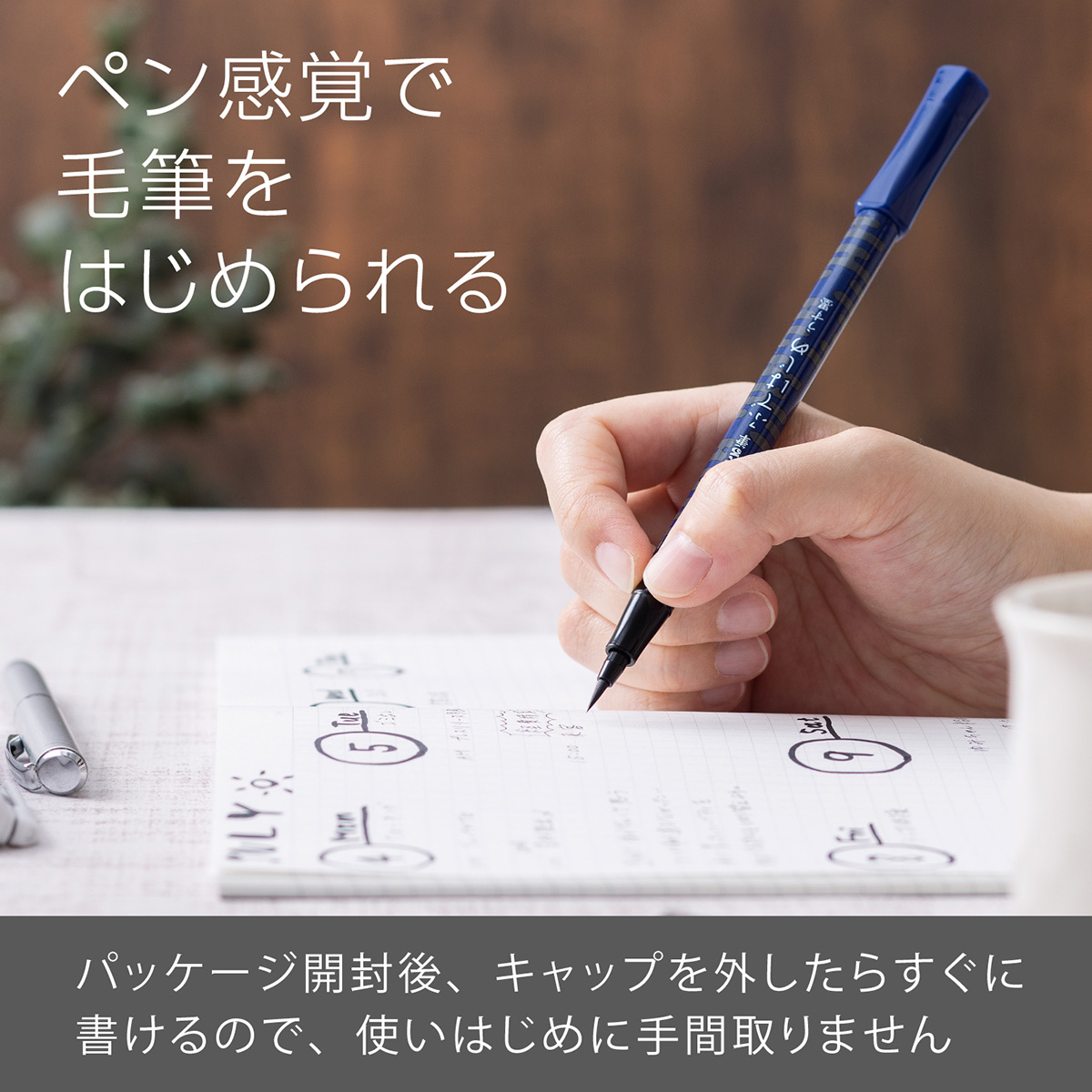ぺんてる 筆ペン ぺんてる筆 ふではじめ 霞柄 うす墨 速乾インキ