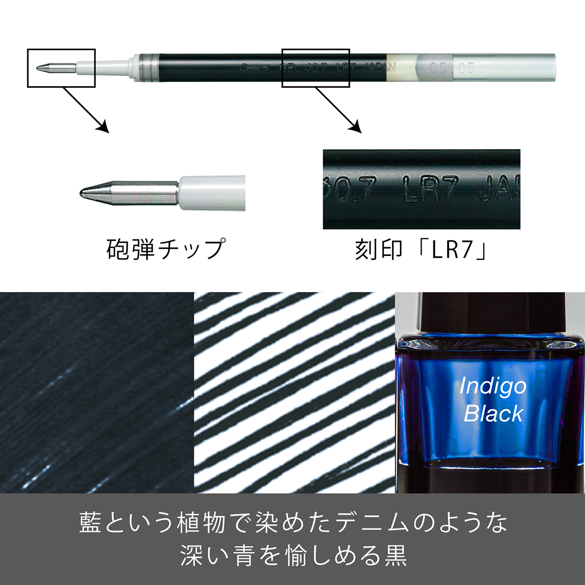 ぺんてる ボールペン替芯 エナージェル用 0.7mm インディゴブラック XLR7-SA