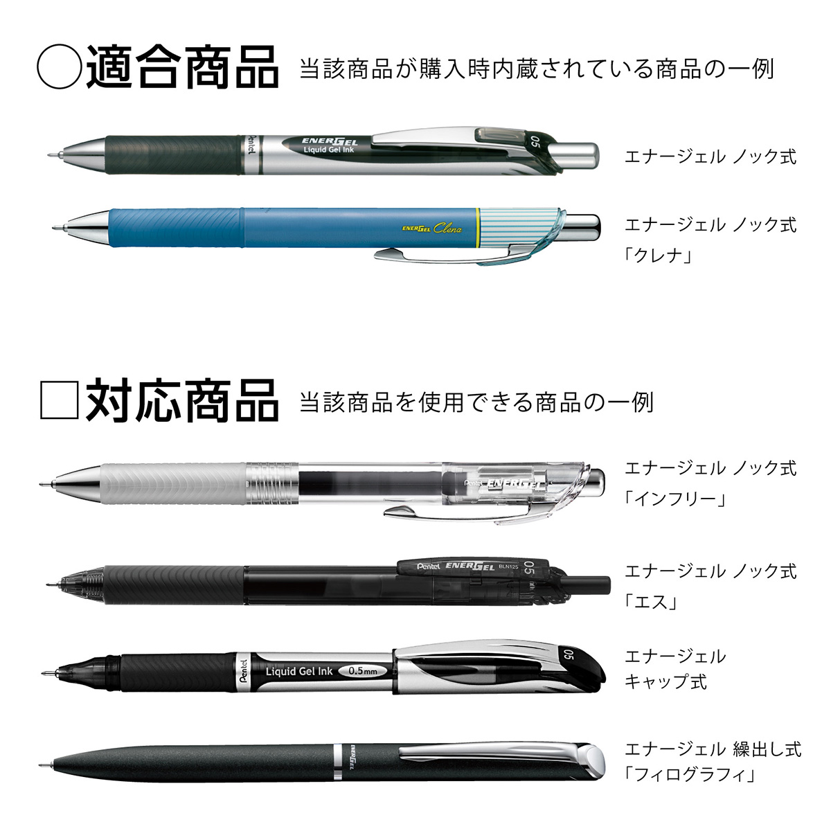 ぺんてる ボールペン替芯 エナージェル用 0.5mm ブルーブラック XLRN5-CA
