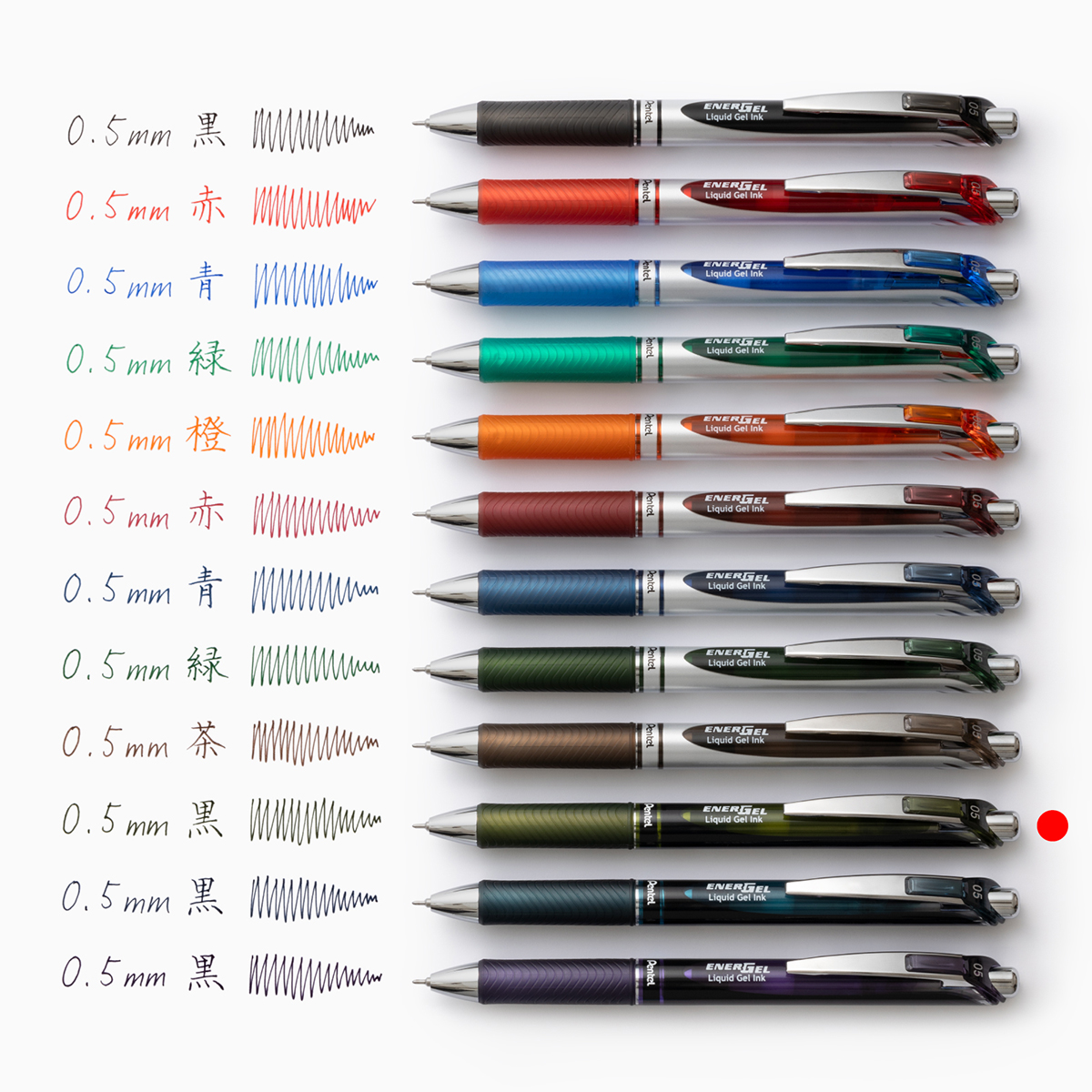 ぺんてる ボールペン替芯 エナージェル用 0.5mm オリーブブラック XLRN5-KA