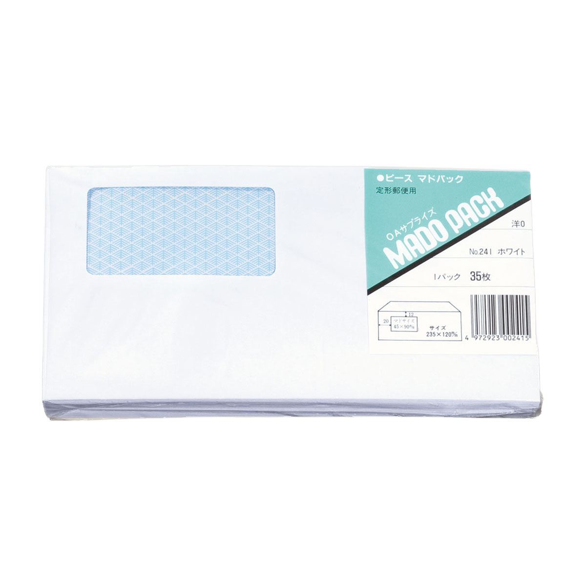 高春堂　窓付封筒　マドパック　洋０（洋長３）ホワイト　３５枚パック