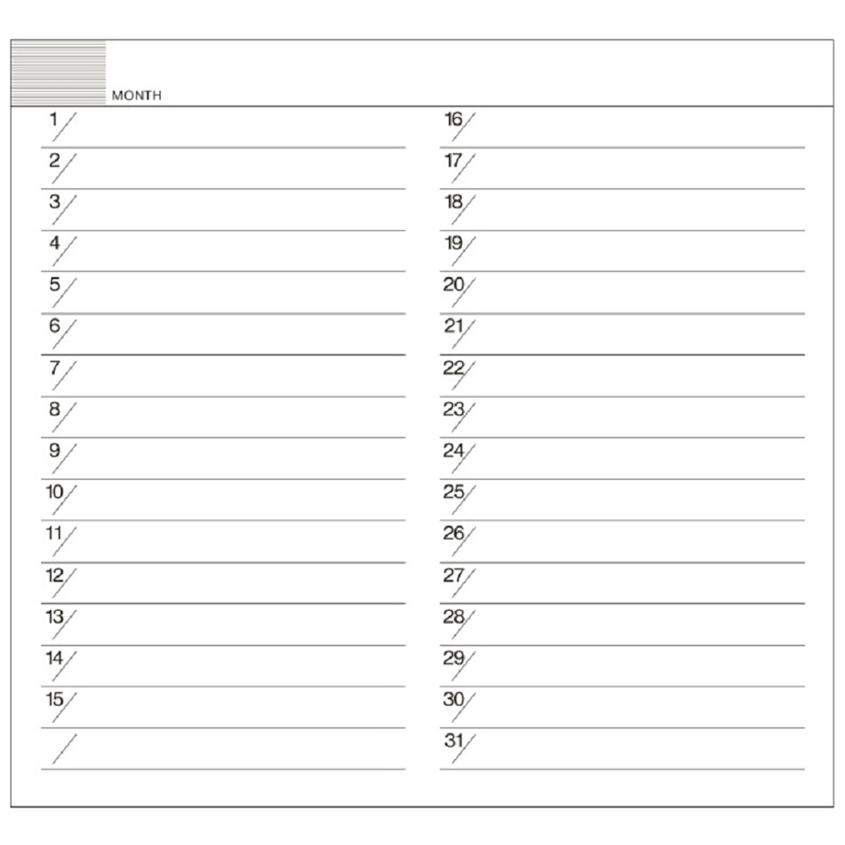 ダイゴー　ハンディピック　月間予定表１　横罫タイプ