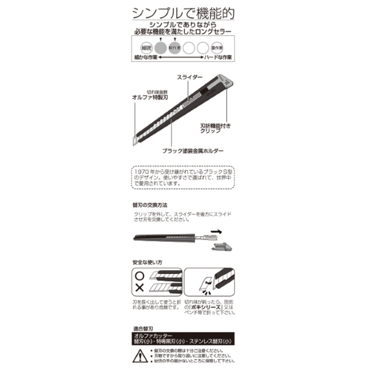 オルファカッター／ブラックＳ型（文具専用）