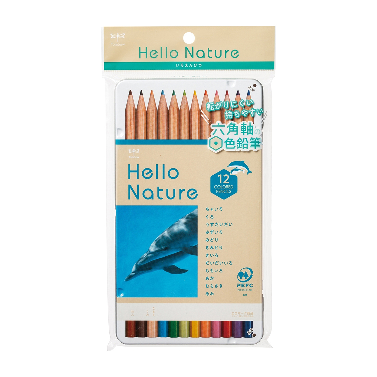 トンボ鉛筆　缶入色鉛筆ハローネイチャーＤＬ０３１２Ｃ