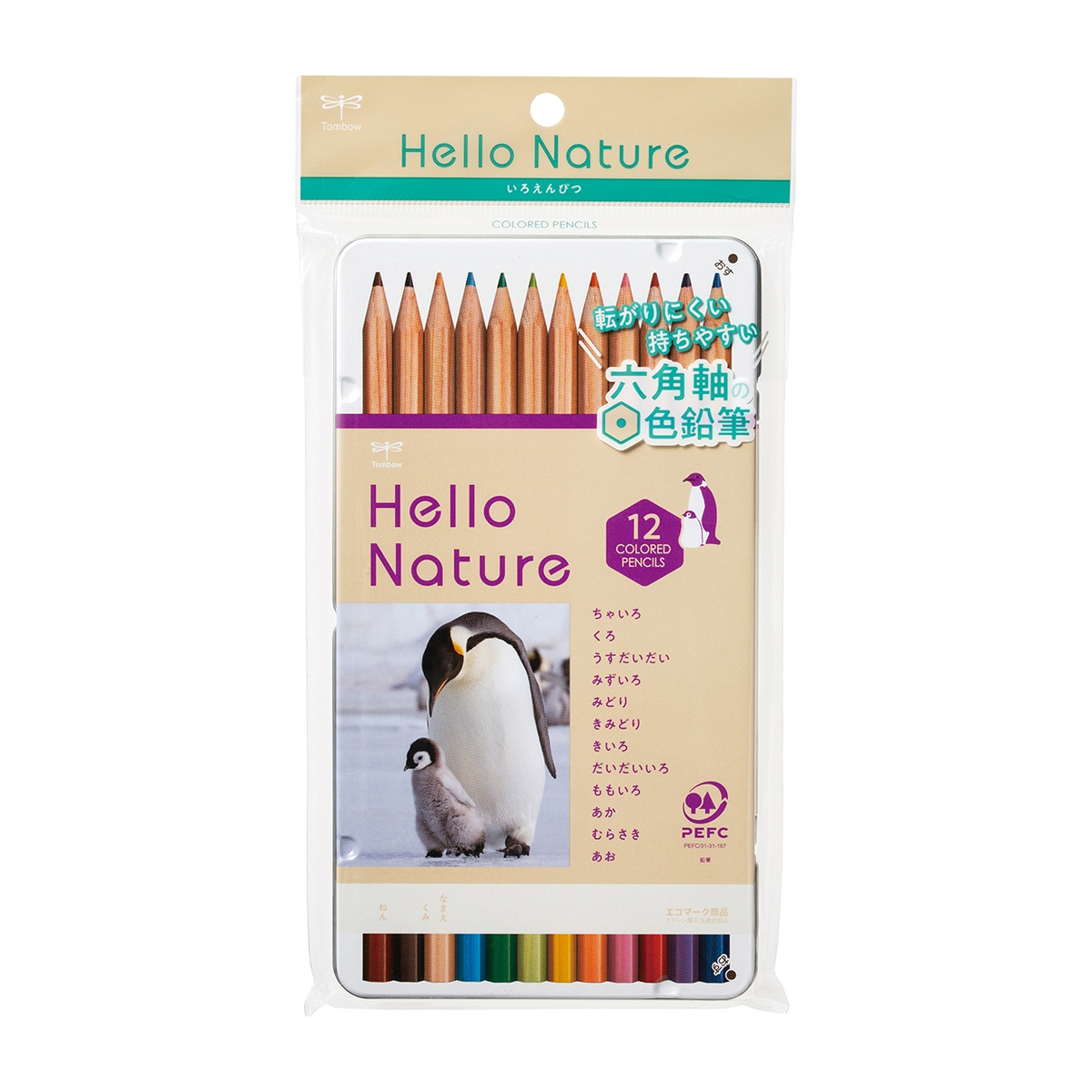 トンボ鉛筆　缶入色鉛筆ハローネイチャーＥＰ０３１２Ｃ
