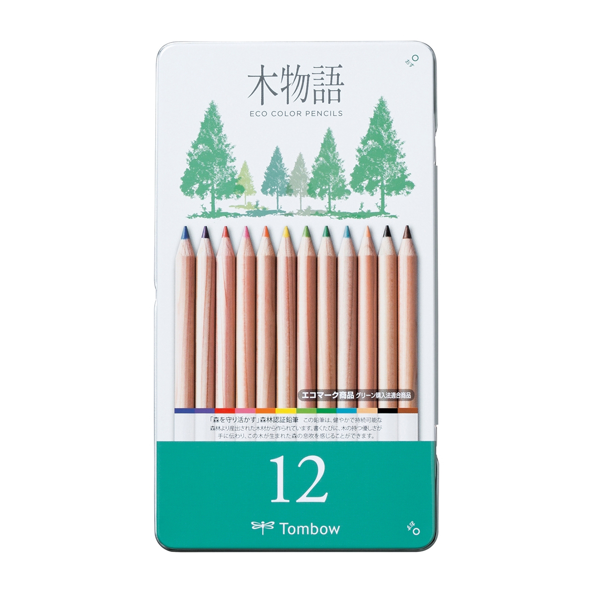 トンボ鉛筆　缶入色鉛筆Ｓ木物語１２色