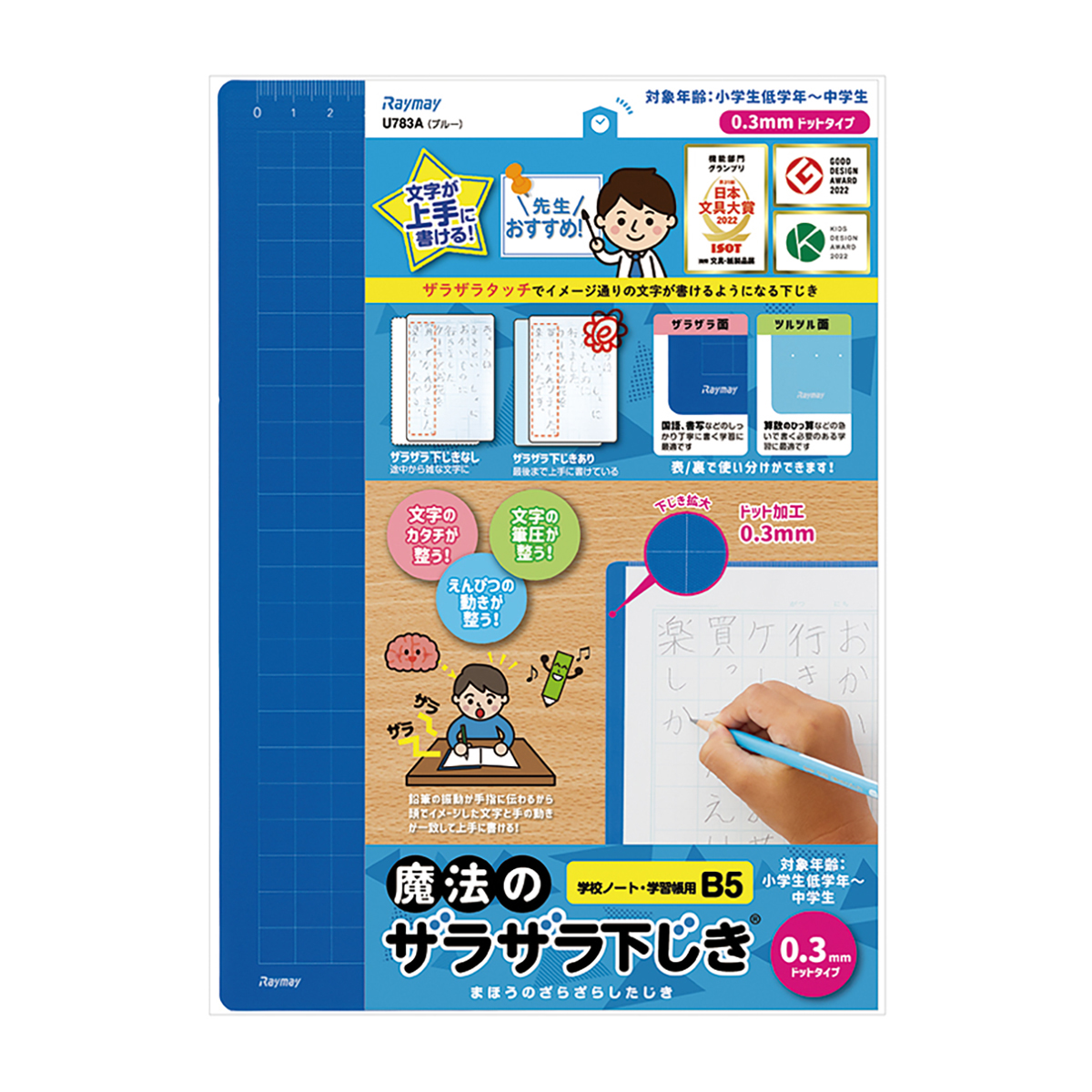 レイメイ藤井　先生おすすめ 魔法のザラザラ下じきB5（0.3mmドット） ブルー　U783A