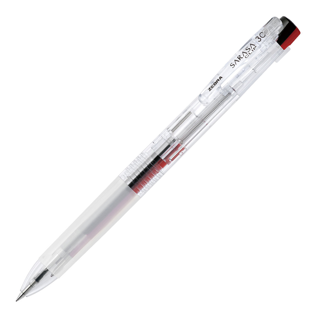 ゼブラ　サラサクリップ３Ｃ　３色ジェルボールペン　０．５ｍｍ　軸色：透明