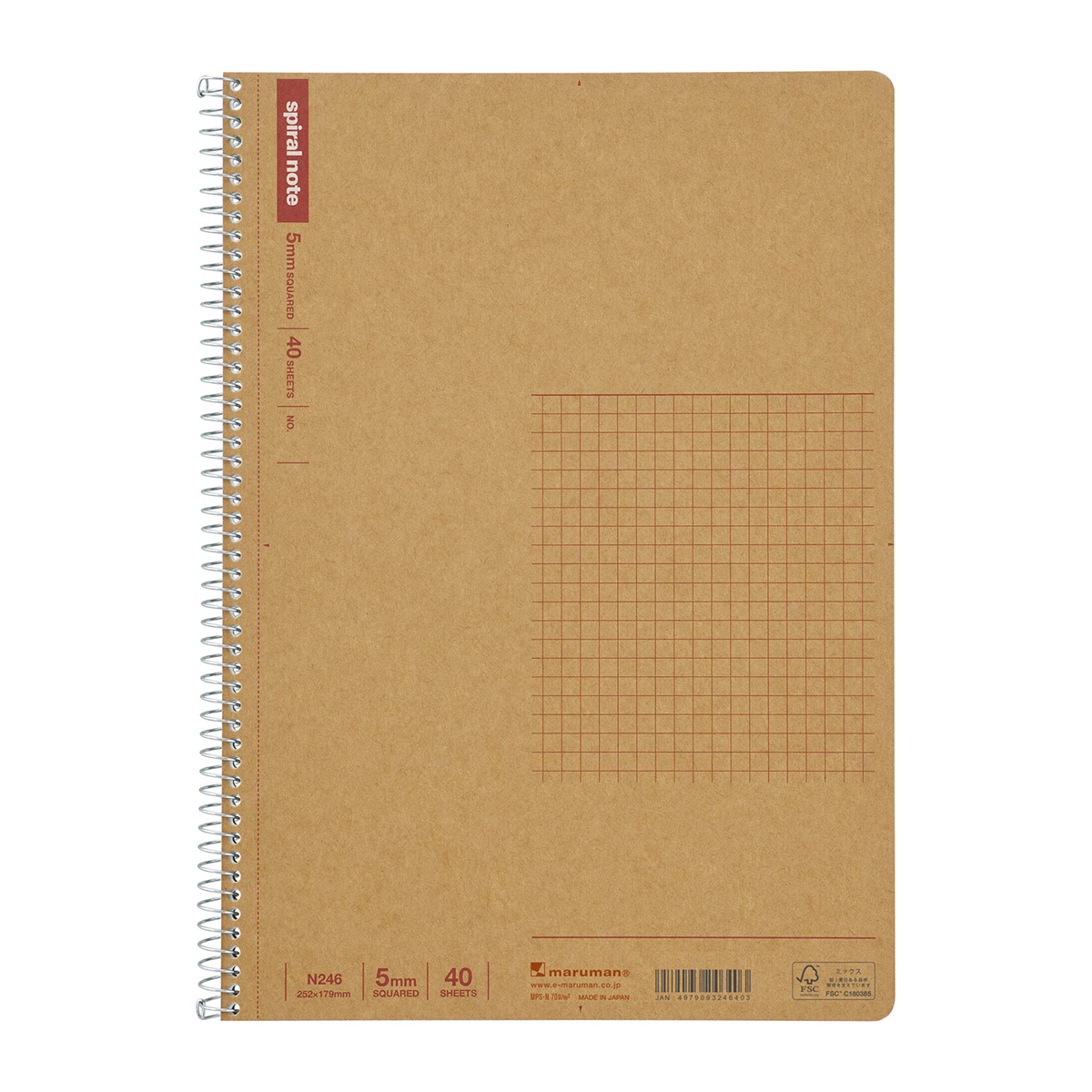 マルマン　Ｂ５　スパイラルノート　方眼罫４０枚　