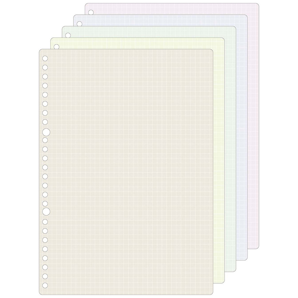 マルマン　Ｂ５　ルーズリーフ　くすみカラーアソート　６０枚（５色×１２枚）