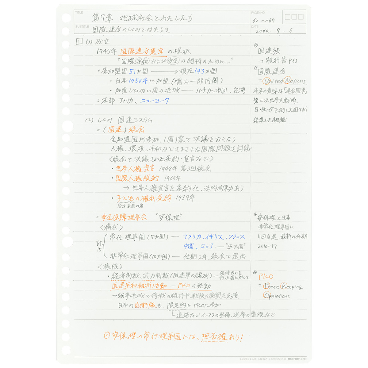 マルマン　Ｂ５リーフ　スマートレビュー７ｍｍ復習罫　　５０枚