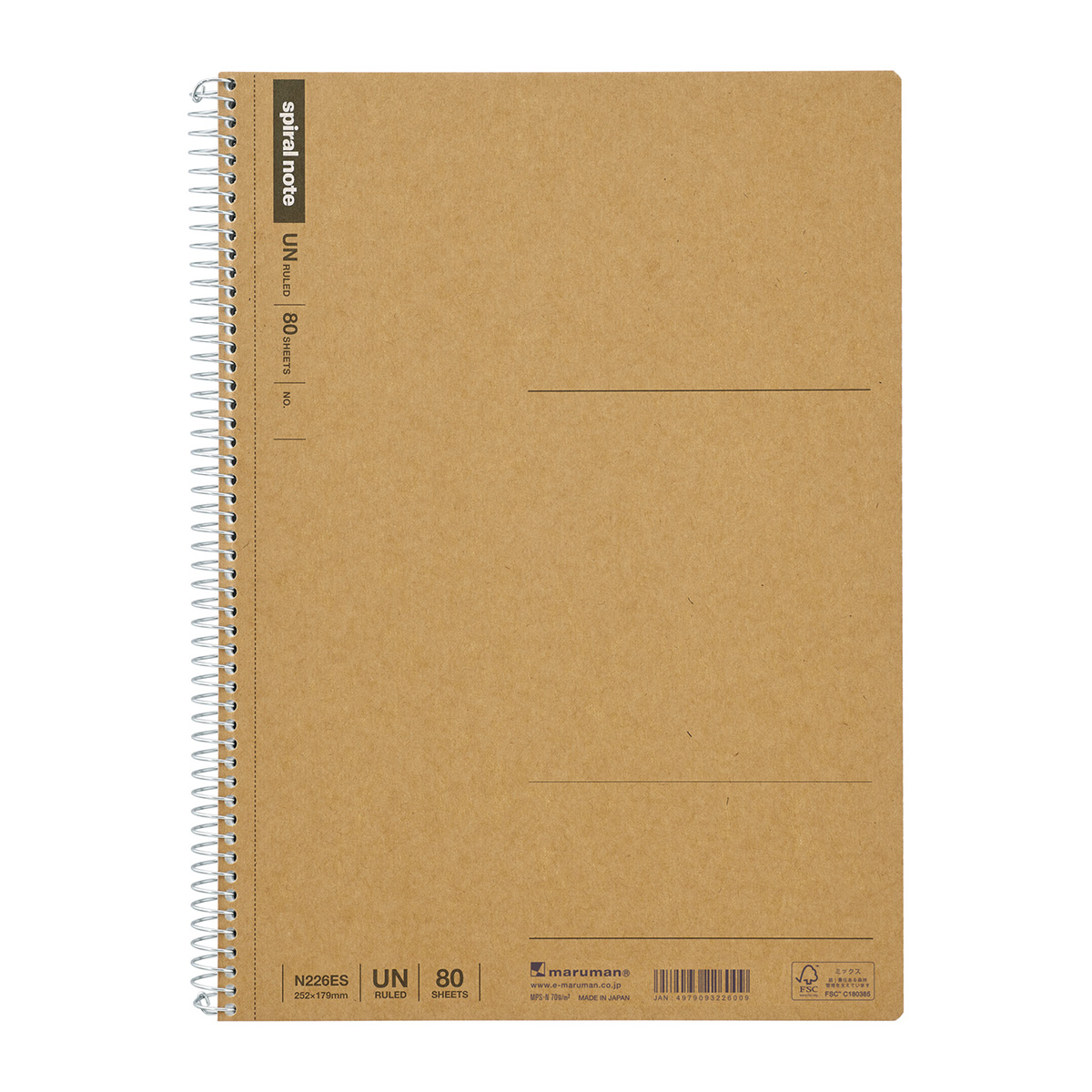 マルマン　Ｂ５　スパイラルノート　無地８０枚