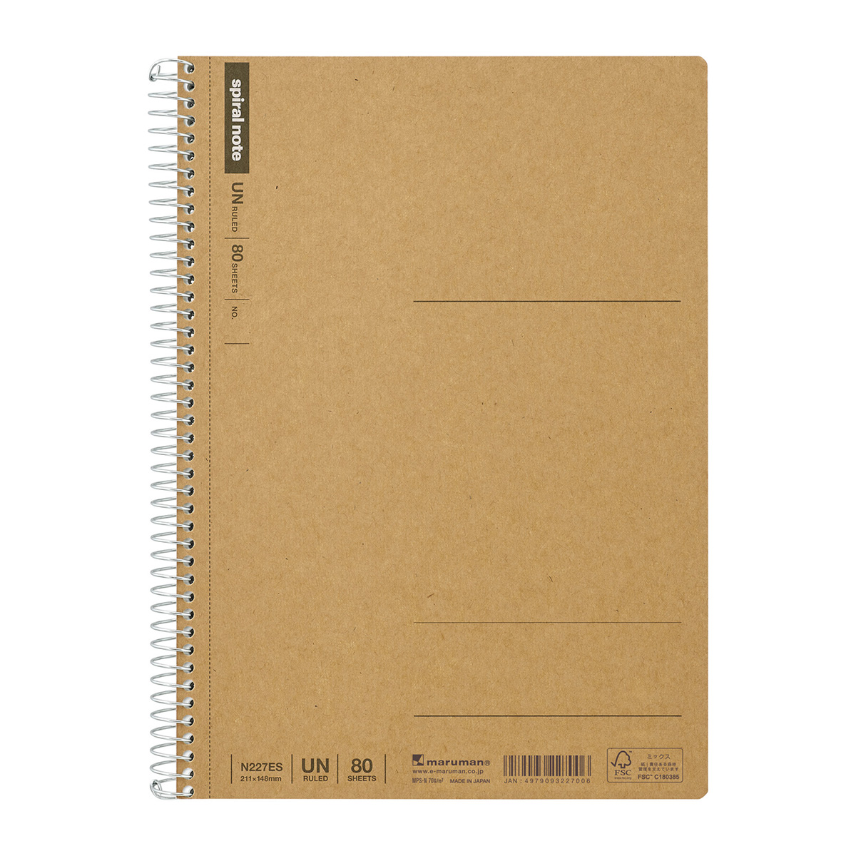 マルマン　Ａ５　スパイラルノート　無地８０枚