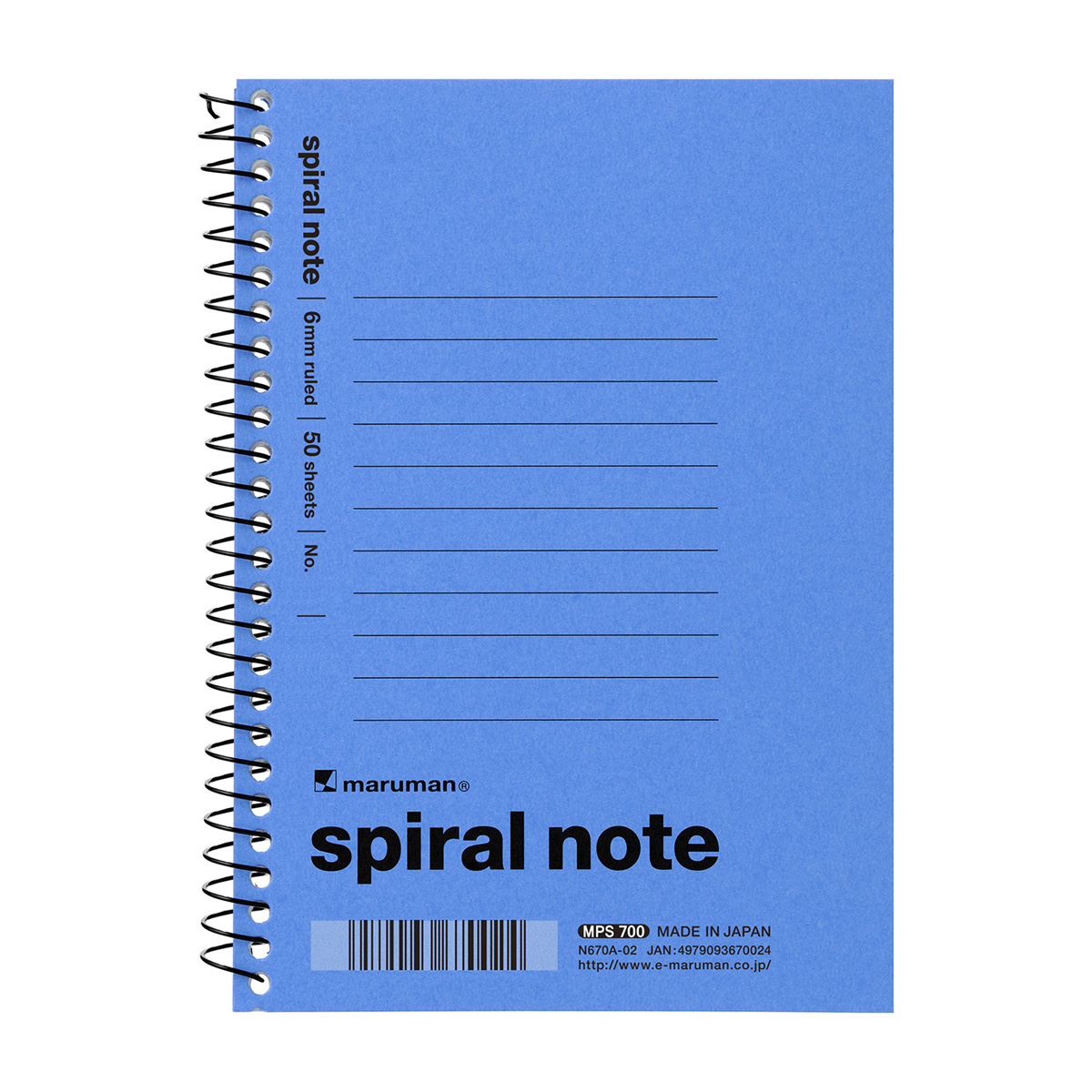 マルマン　Ａ６　スパイラルノート　６ｍｍ横罫ブルー　５０枚