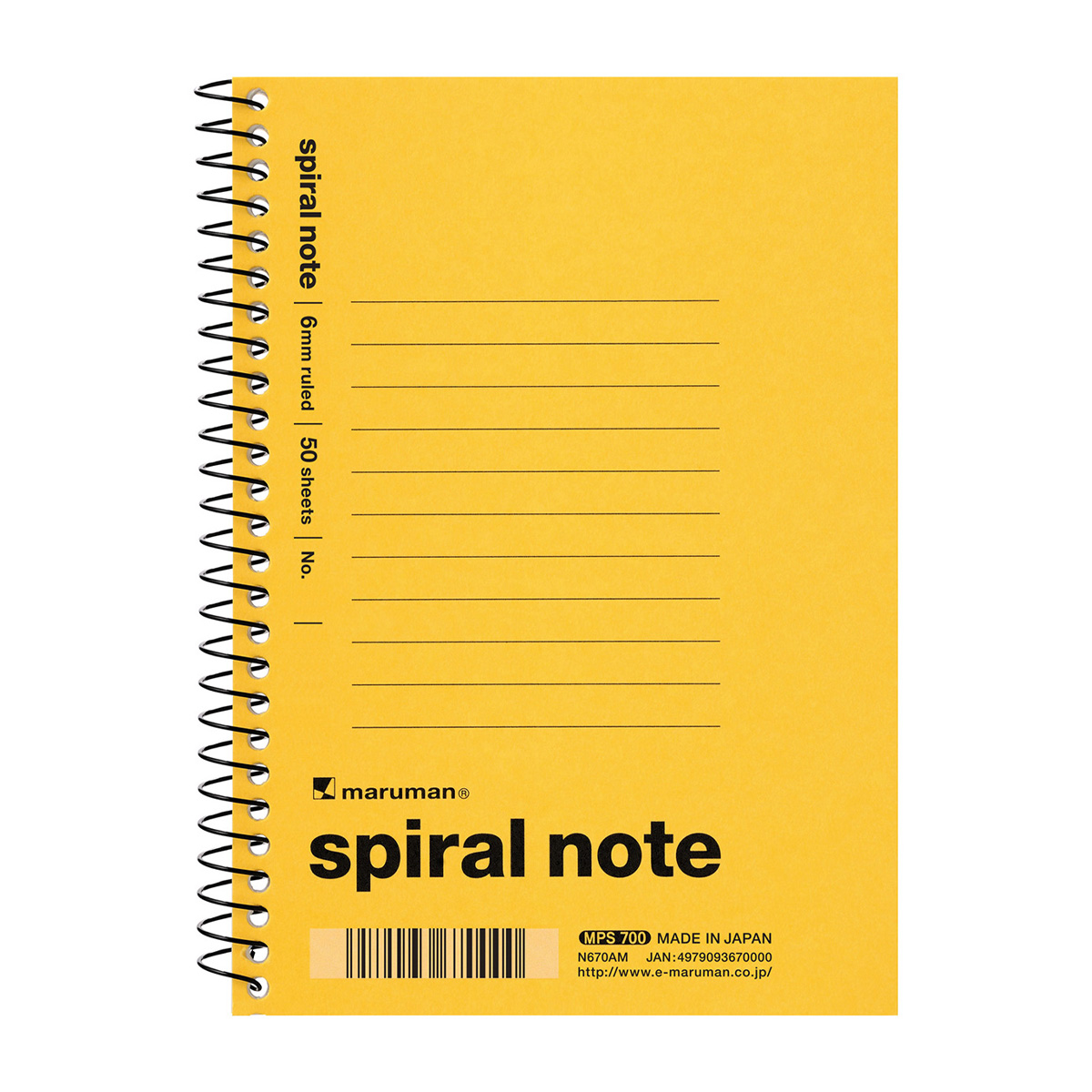 マルマン　Ａ６　スパイラルノート　６ｍｍ横罫色込　５０枚