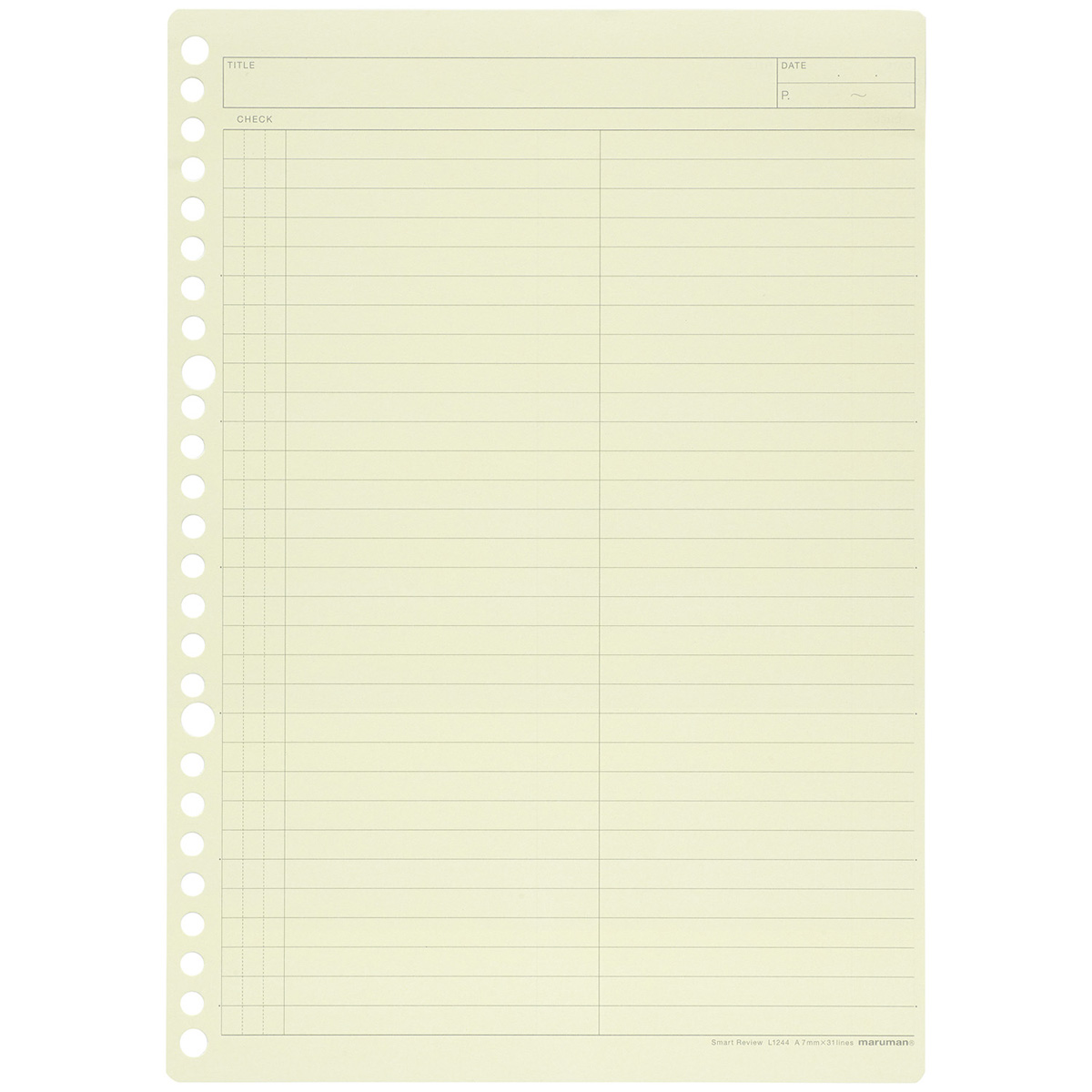 マルマン　Ｂ５ルーズリーフ　暗記罫７ｍｍ　ミックス　３０枚（３色×１０枚）