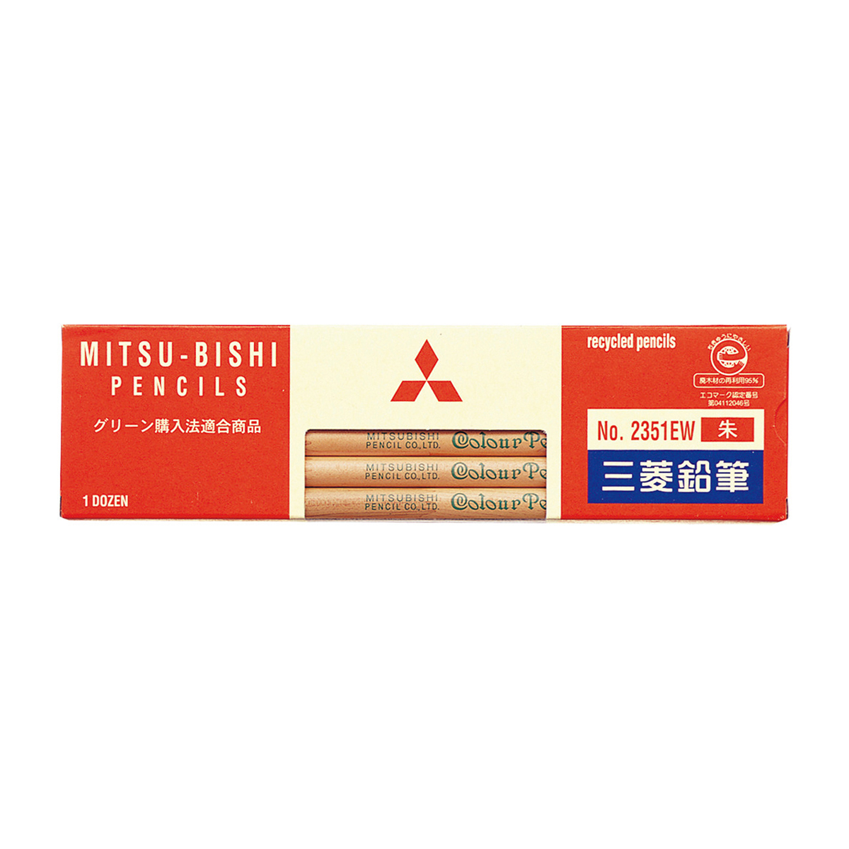 三菱鉛筆　リサイクル朱鉛筆　ダース（１２本）　Ｋ２３５１ＥＷ