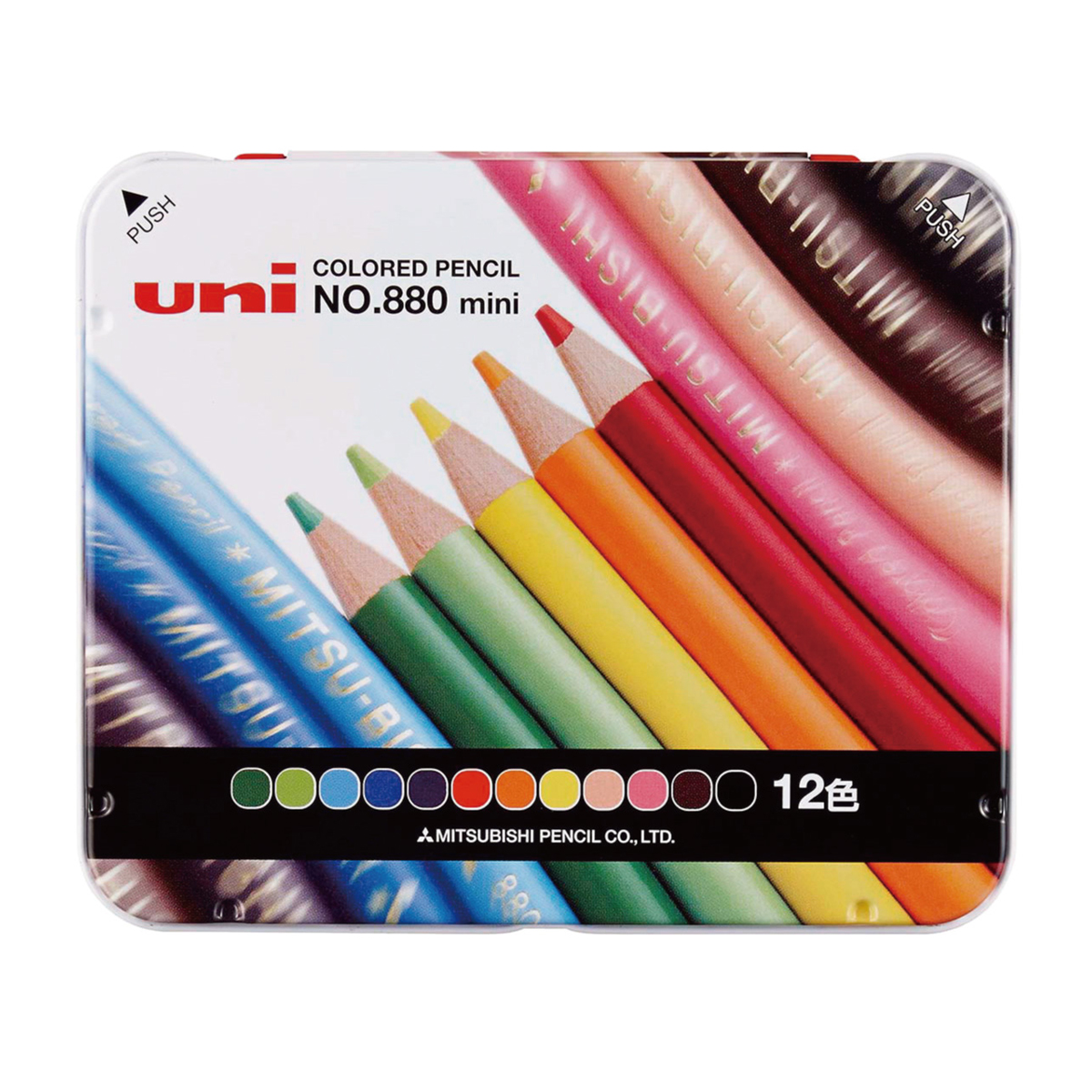 三菱鉛筆　色鉛筆８８０　ミニ　１２色セット　Ｋ８８０Ｍ１２ＣＰＮ　